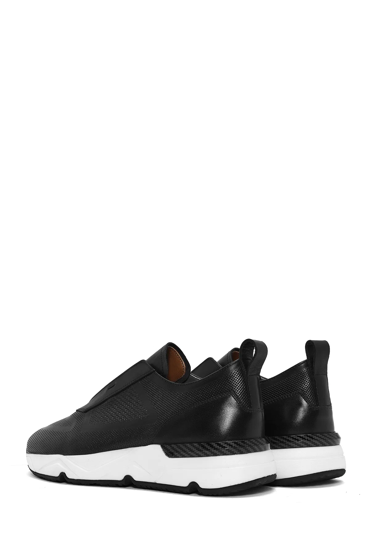 Erkek Siyah Bağcıklı Deri Sneaker - Image 5