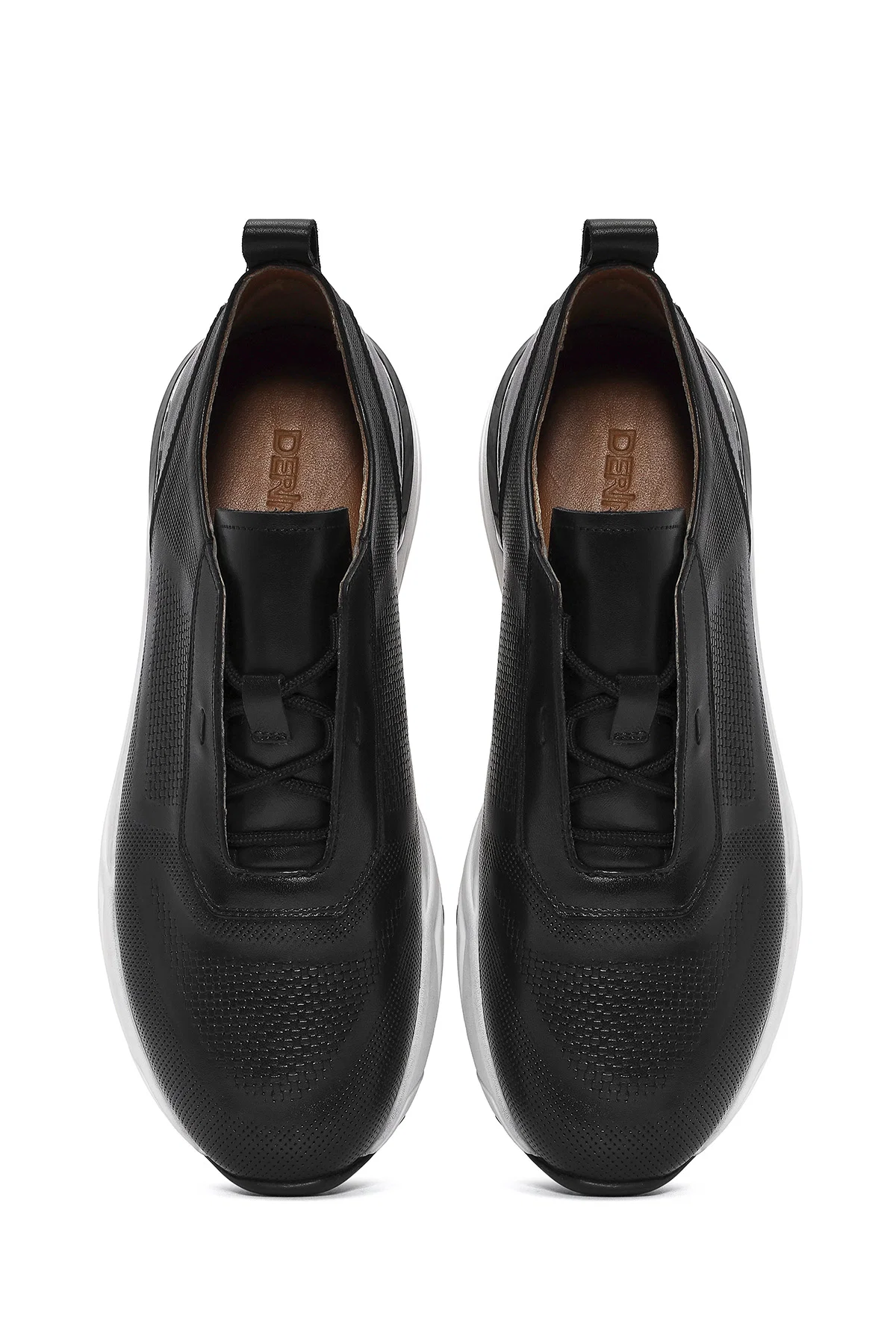 Erkek Siyah Bağcıklı Deri Sneaker - Image 6