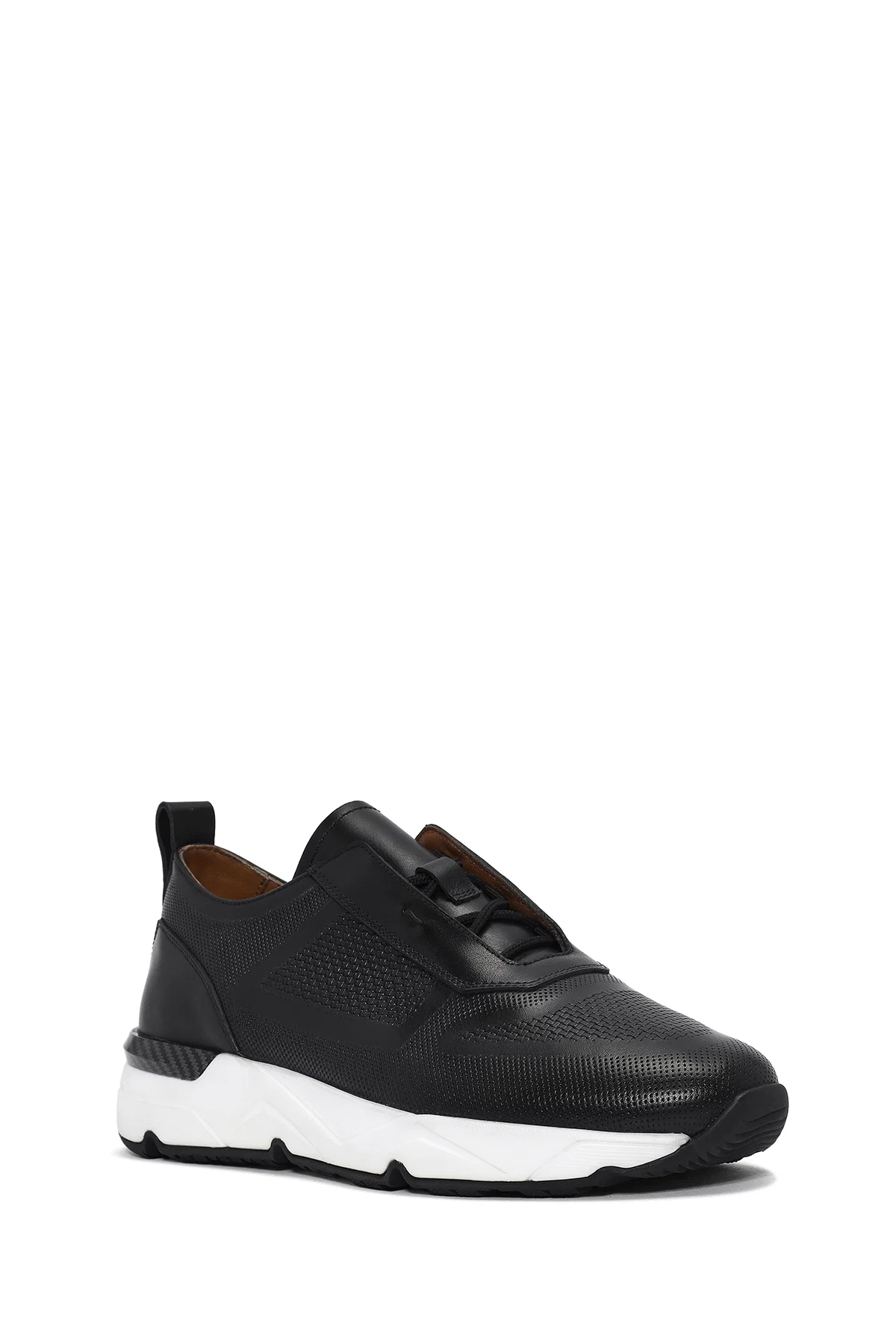 Erkek Siyah Bağcıklı Deri Sneaker - Image 7