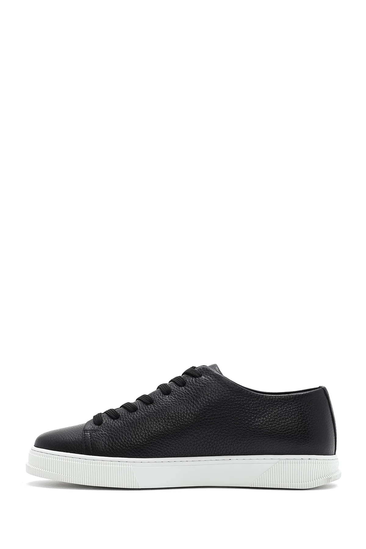 Erkek Siyah Bağcıklı Deri Sneaker - Image 2