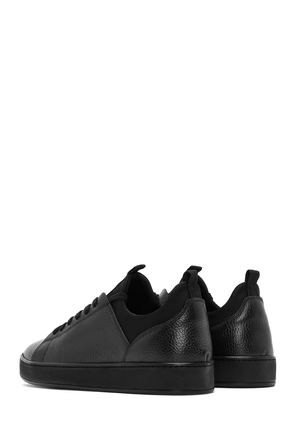 Erkek Siyah Bağcıklı Deri Sneaker - Image 5