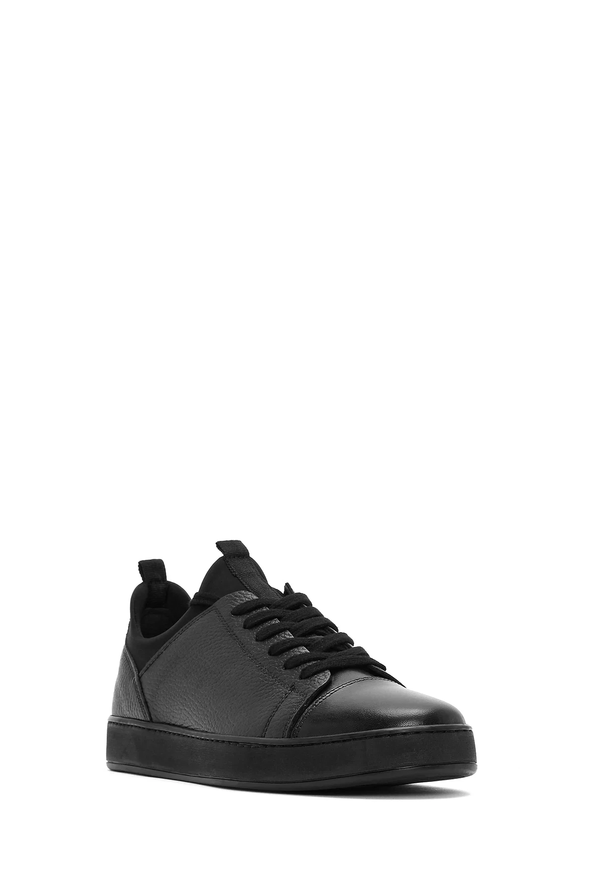 Erkek Siyah Bağcıklı Deri Sneaker - Image 6