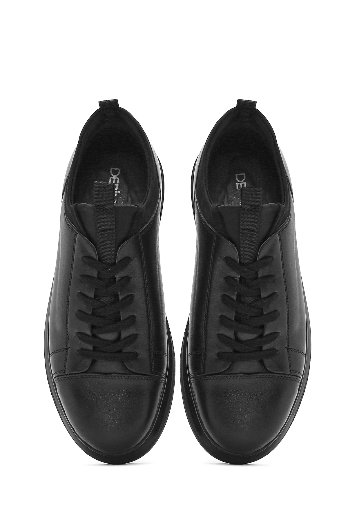 Erkek Siyah Bağcıklı Deri Sneaker - Image 7