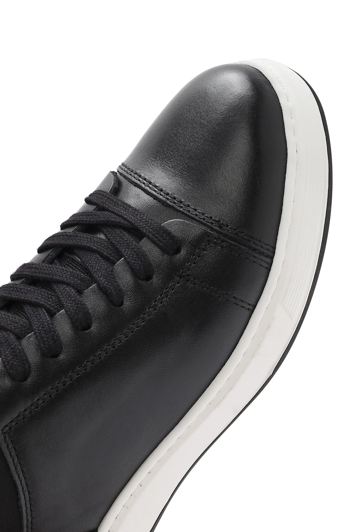 Erkek Siyah Bağcıklı Deri Sneaker - Image 10