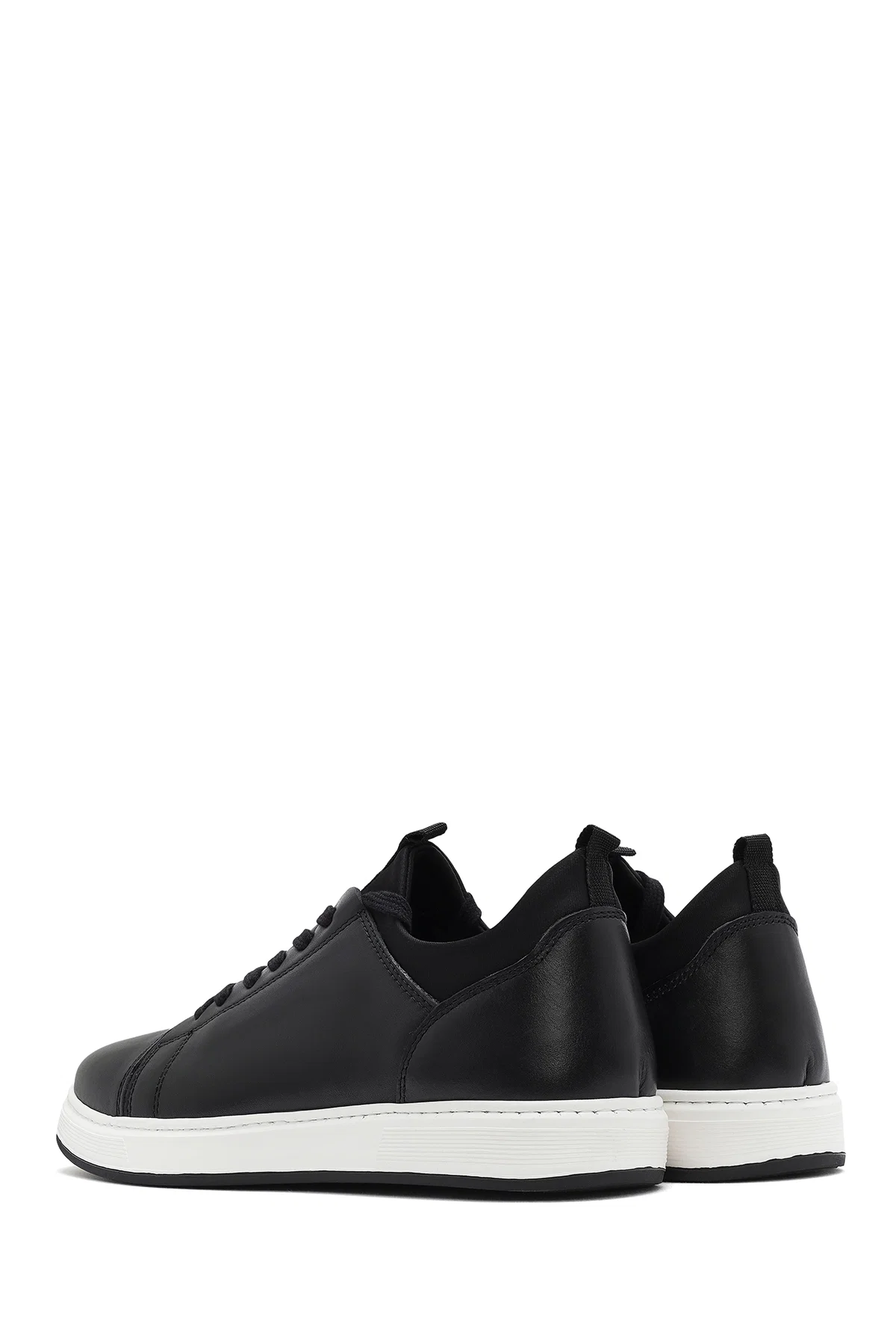 Erkek Siyah Bağcıklı Deri Sneaker - Image 5