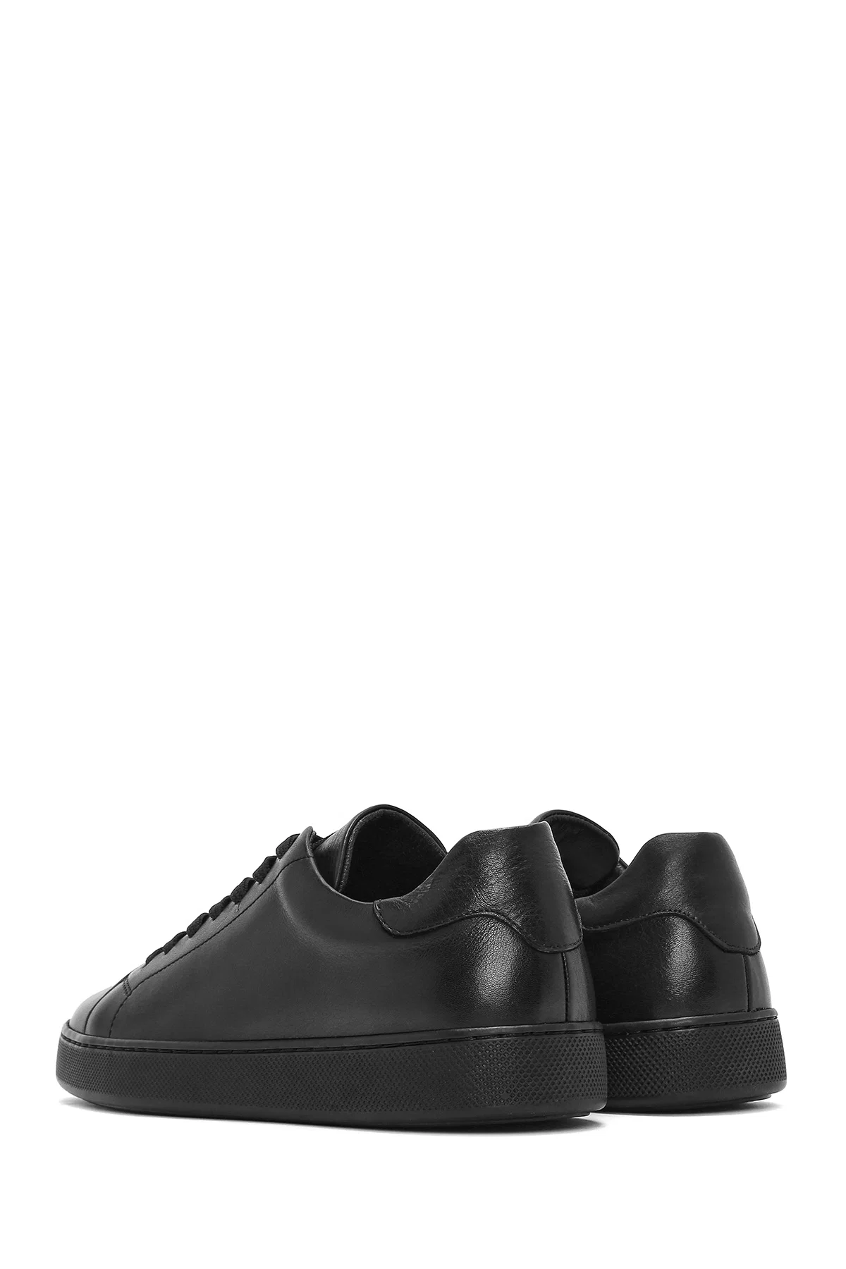 Erkek Siyah Bağcıklı Deri Sneaker - Image 5