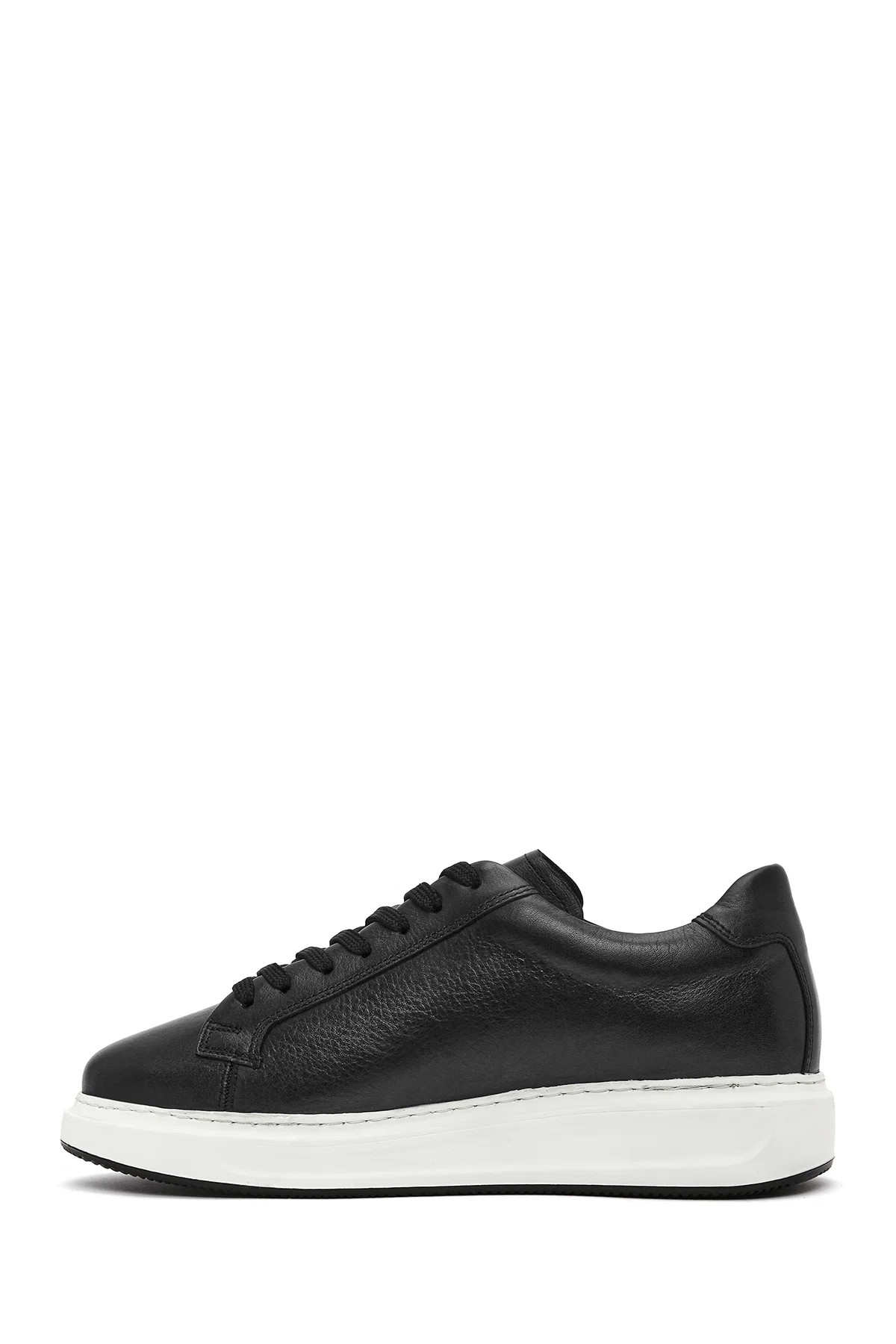 Erkek Siyah Bağcıklı Deri Sneaker - Image 2