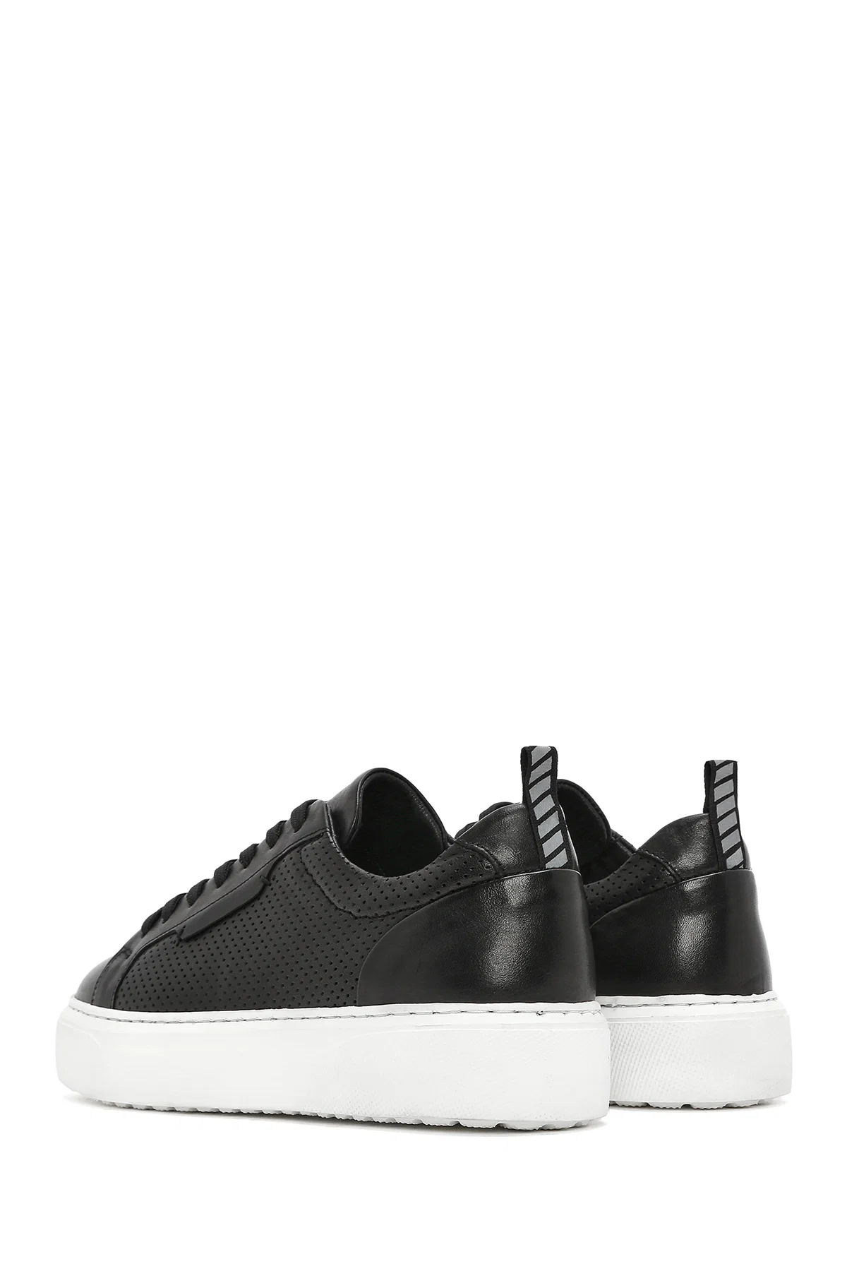 Erkek Siyah Bağcıklı Deri Sneaker - Image 5