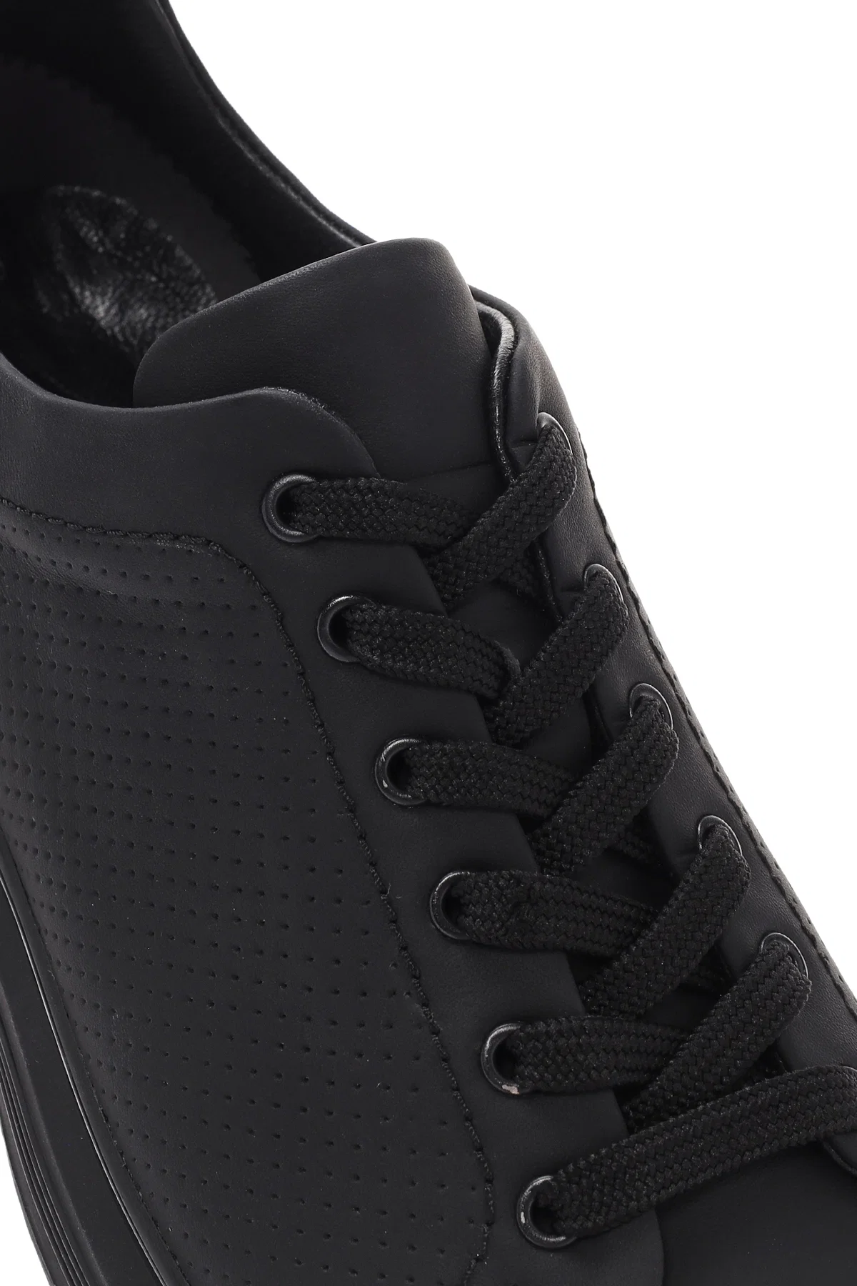 Erkek Siyah Bağcıklı Deri Sneaker - Image 9