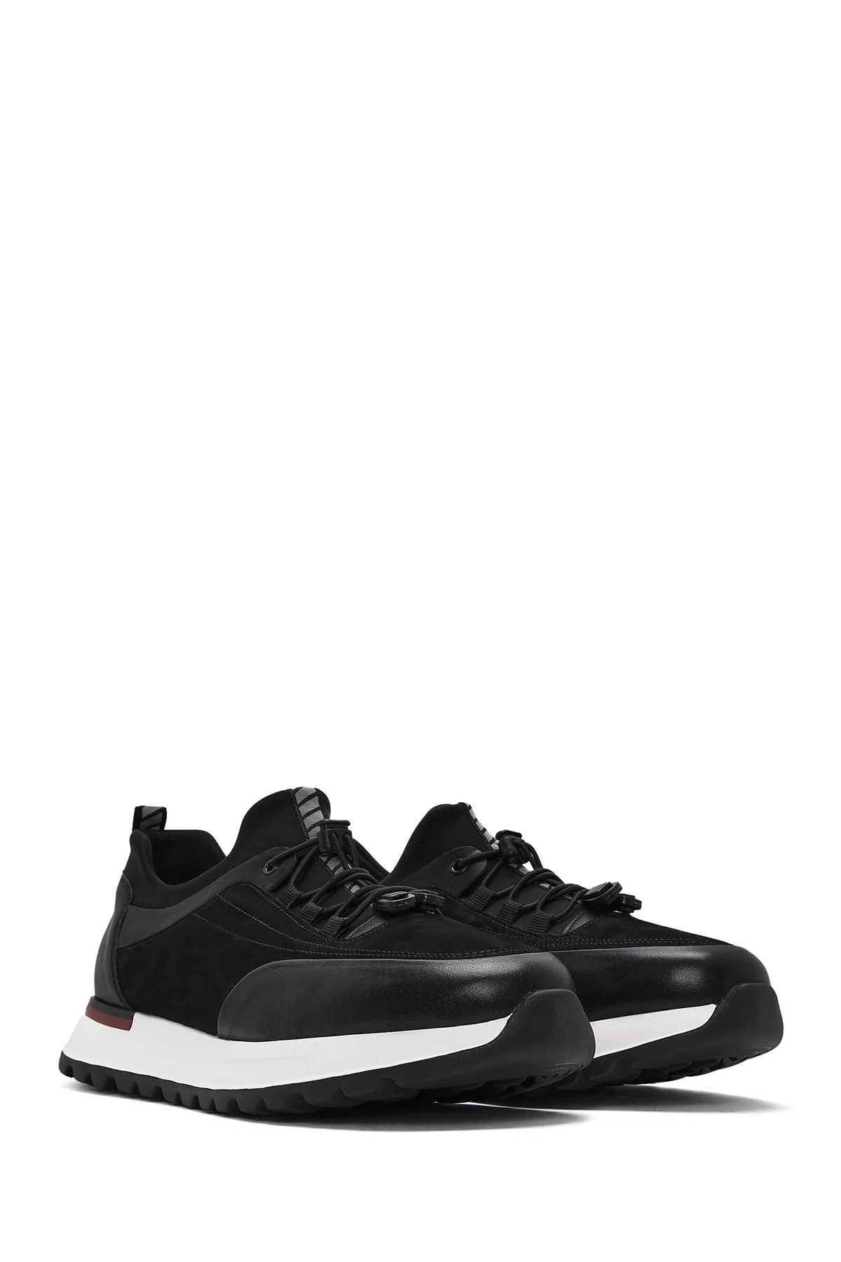 Erkek Siyah Bağcıklı Deri Sneaker - Image 3