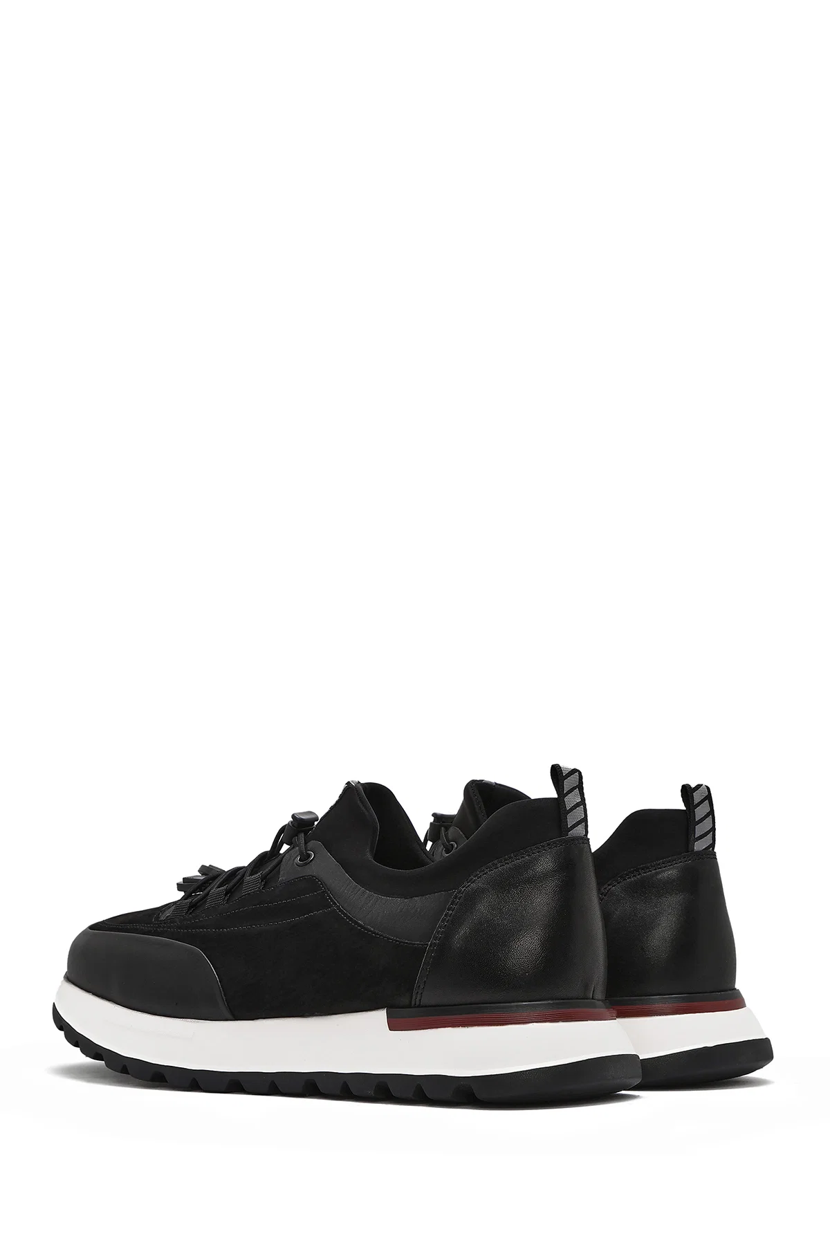 Erkek Siyah Bağcıklı Deri Sneaker - Image 5