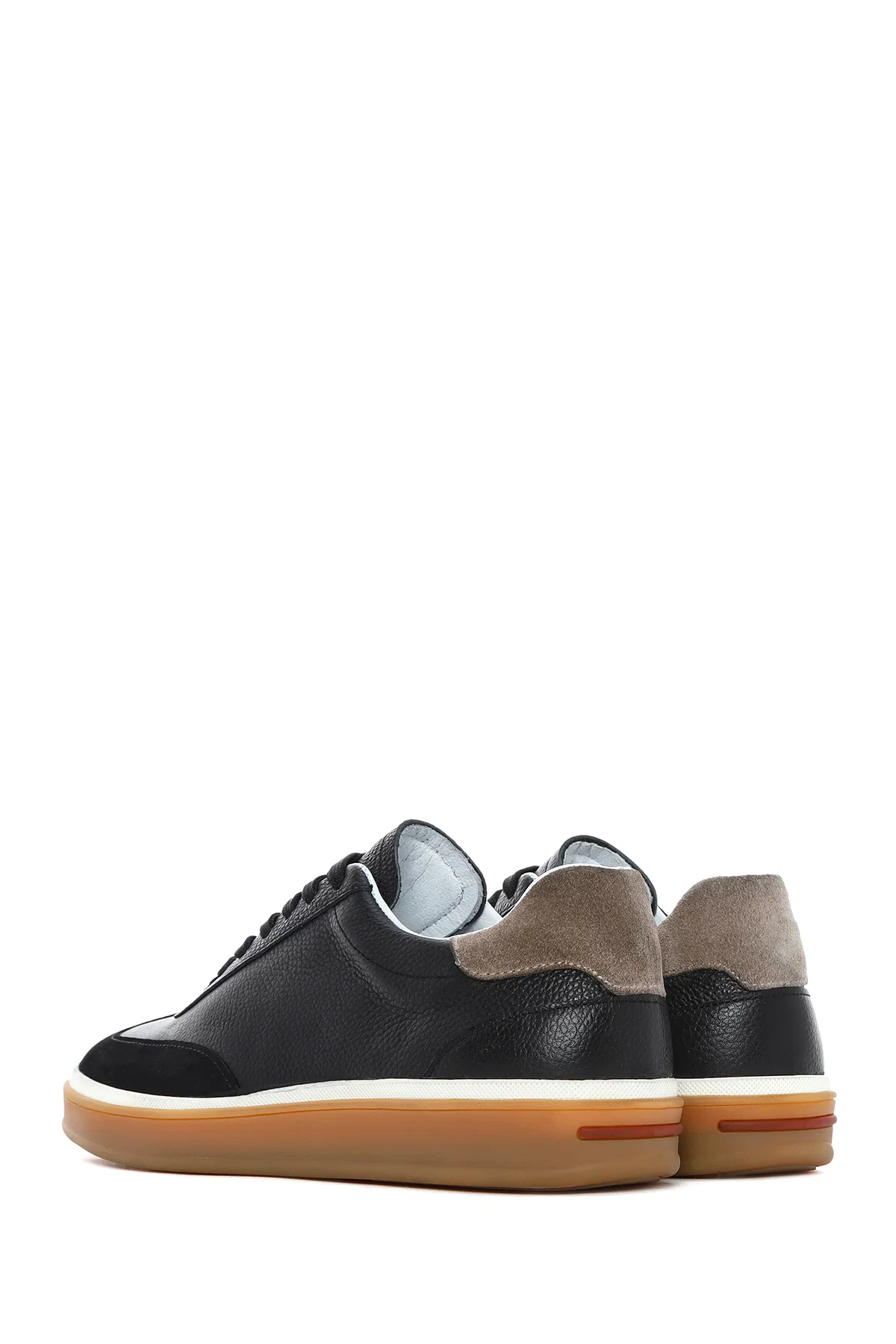 Erkek Siyah Bağcıklı Deri Sneaker - Image 6