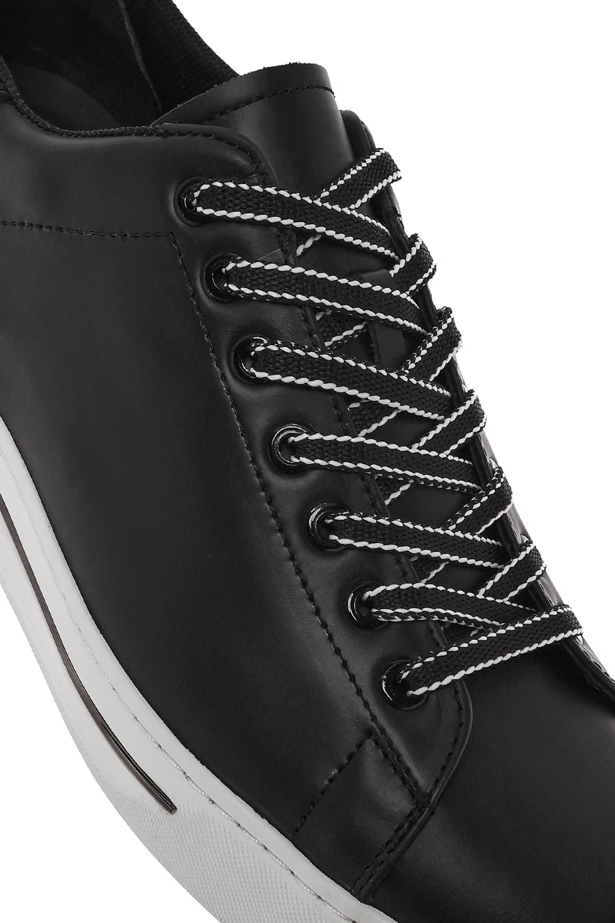 Erkek Siyah Bağcıklı Deri Sneaker - Image 10