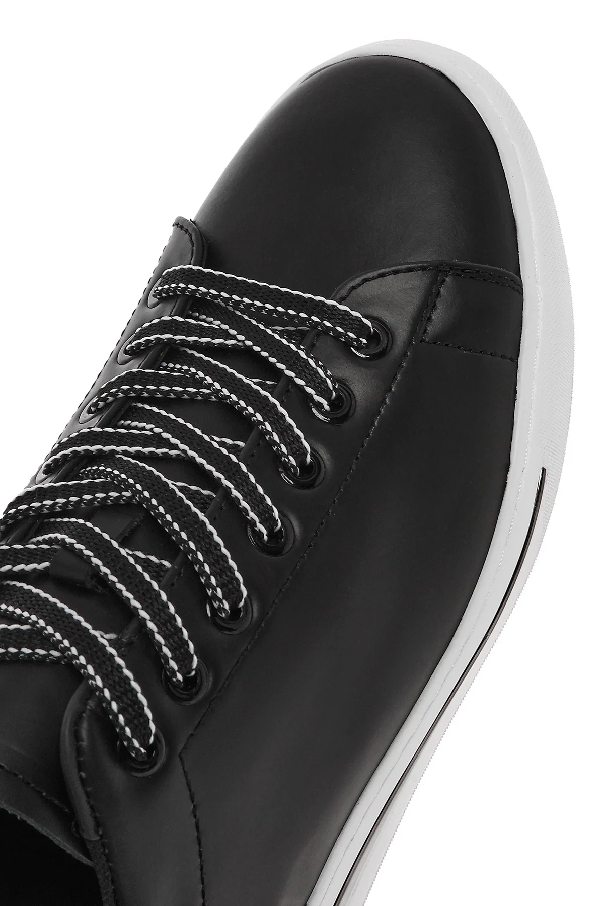 Erkek Siyah Bağcıklı Deri Sneaker - Image 11