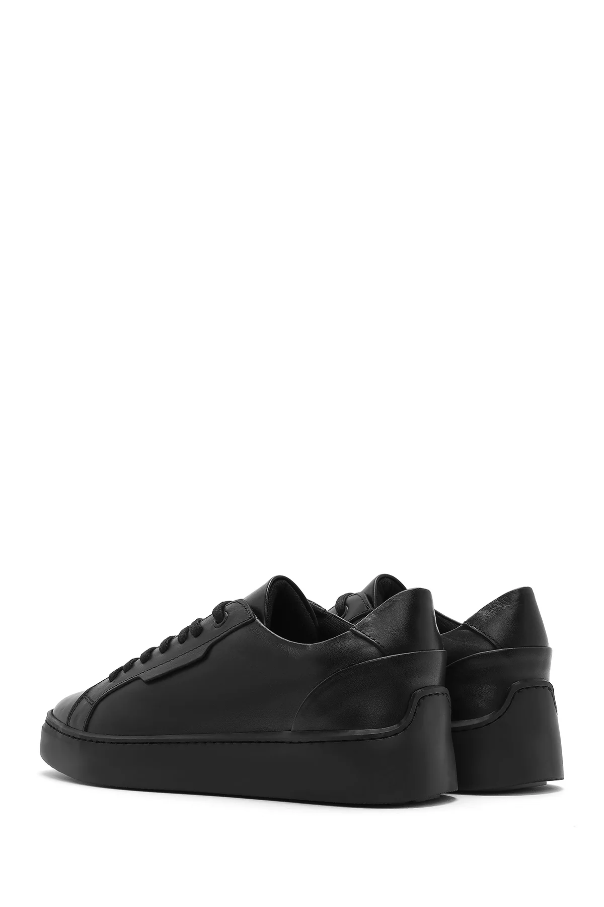 Erkek Siyah Bağcıklı Deri Sneaker - Image 5