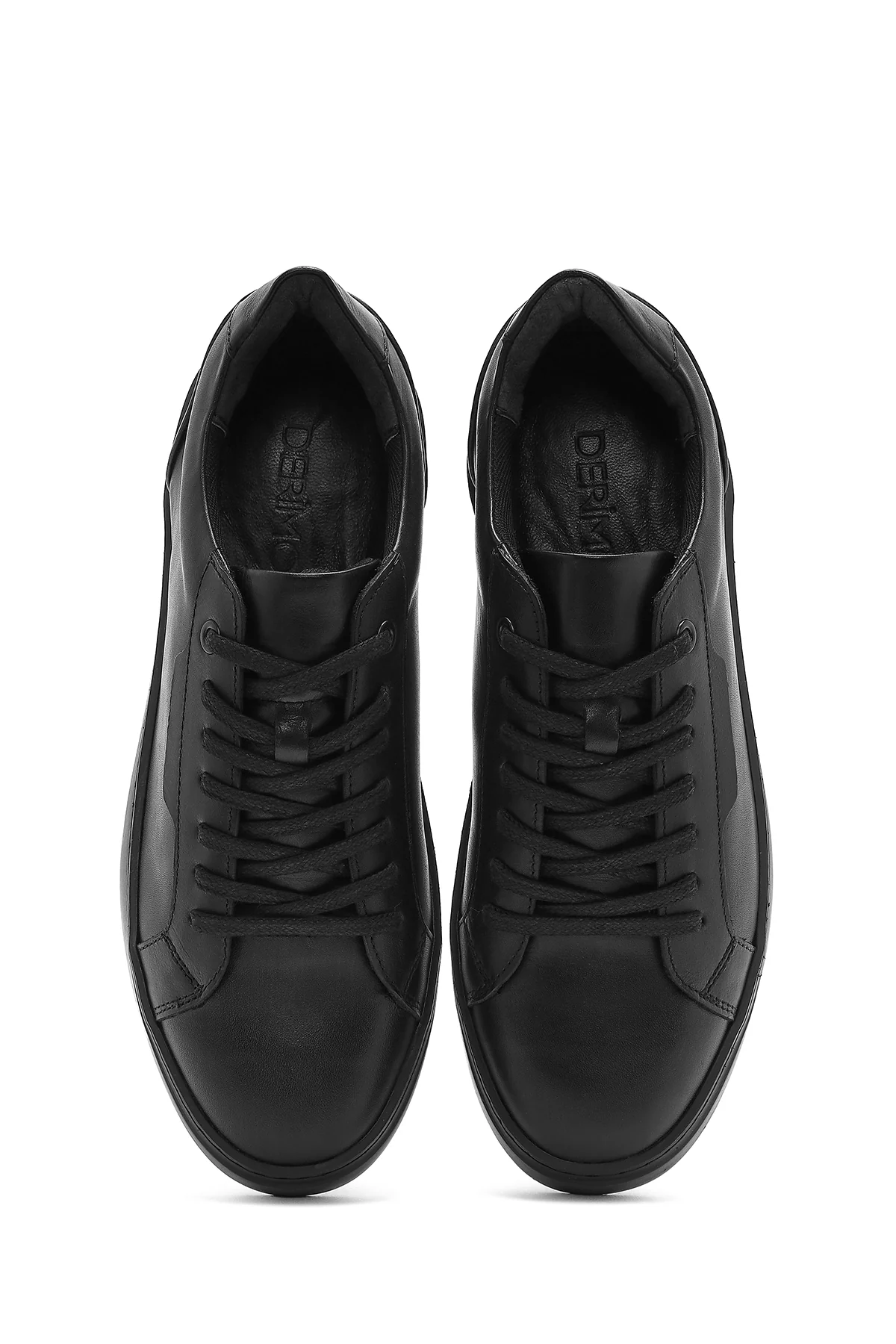 Erkek Siyah Bağcıklı Deri Sneaker - Image 7