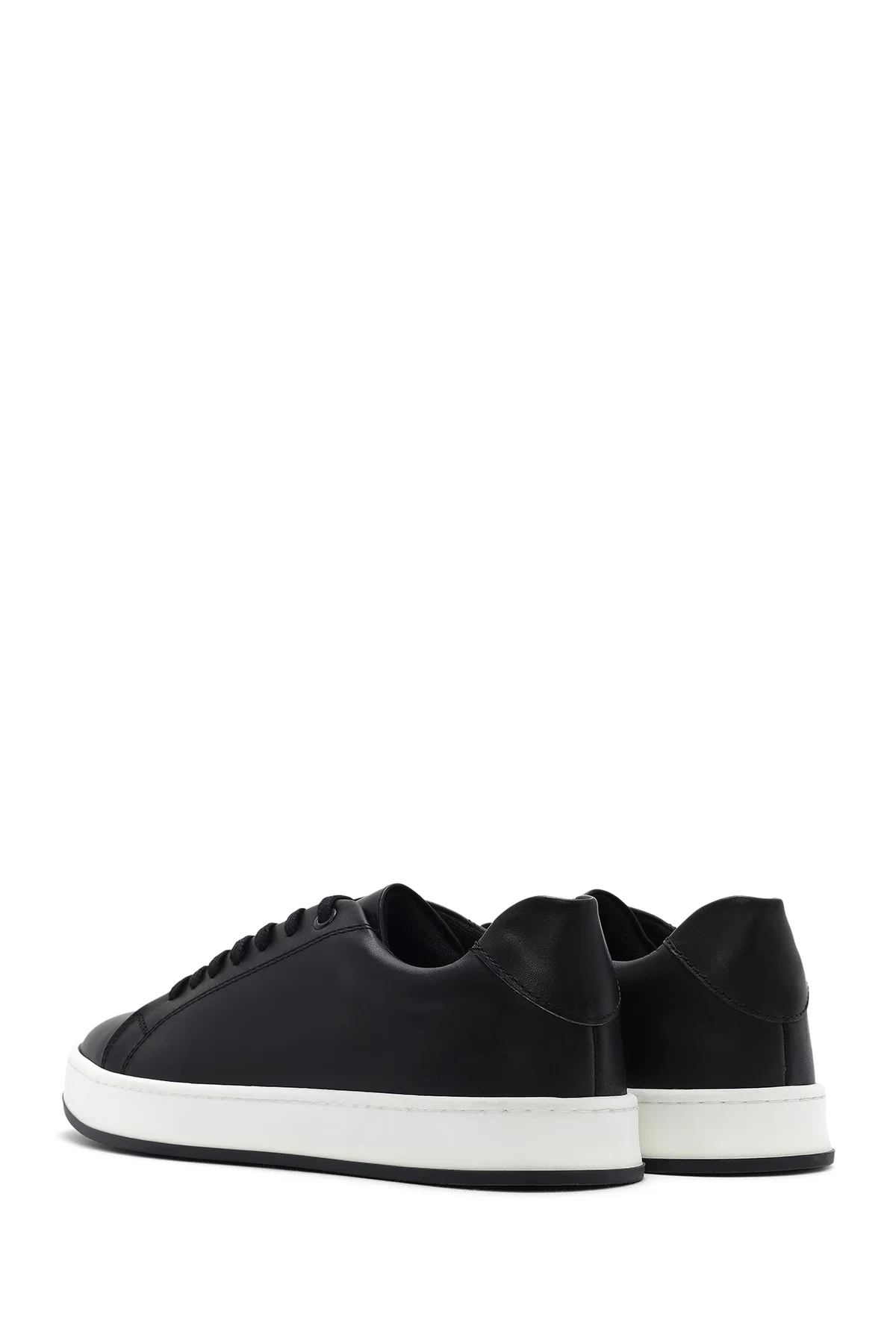Erkek Siyah Bağcıklı Deri Sneaker - Image 5