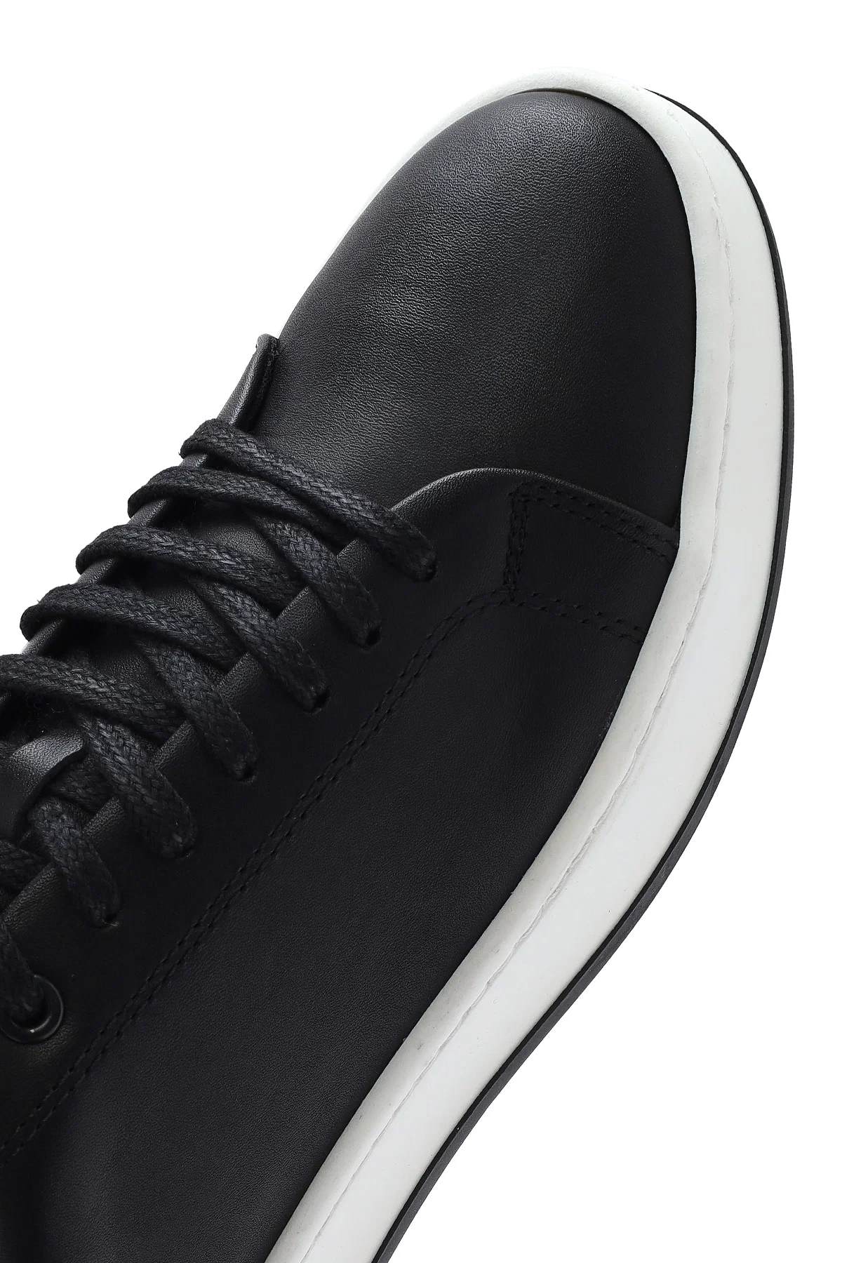 Erkek Siyah Bağcıklı Deri Sneaker - Image 9