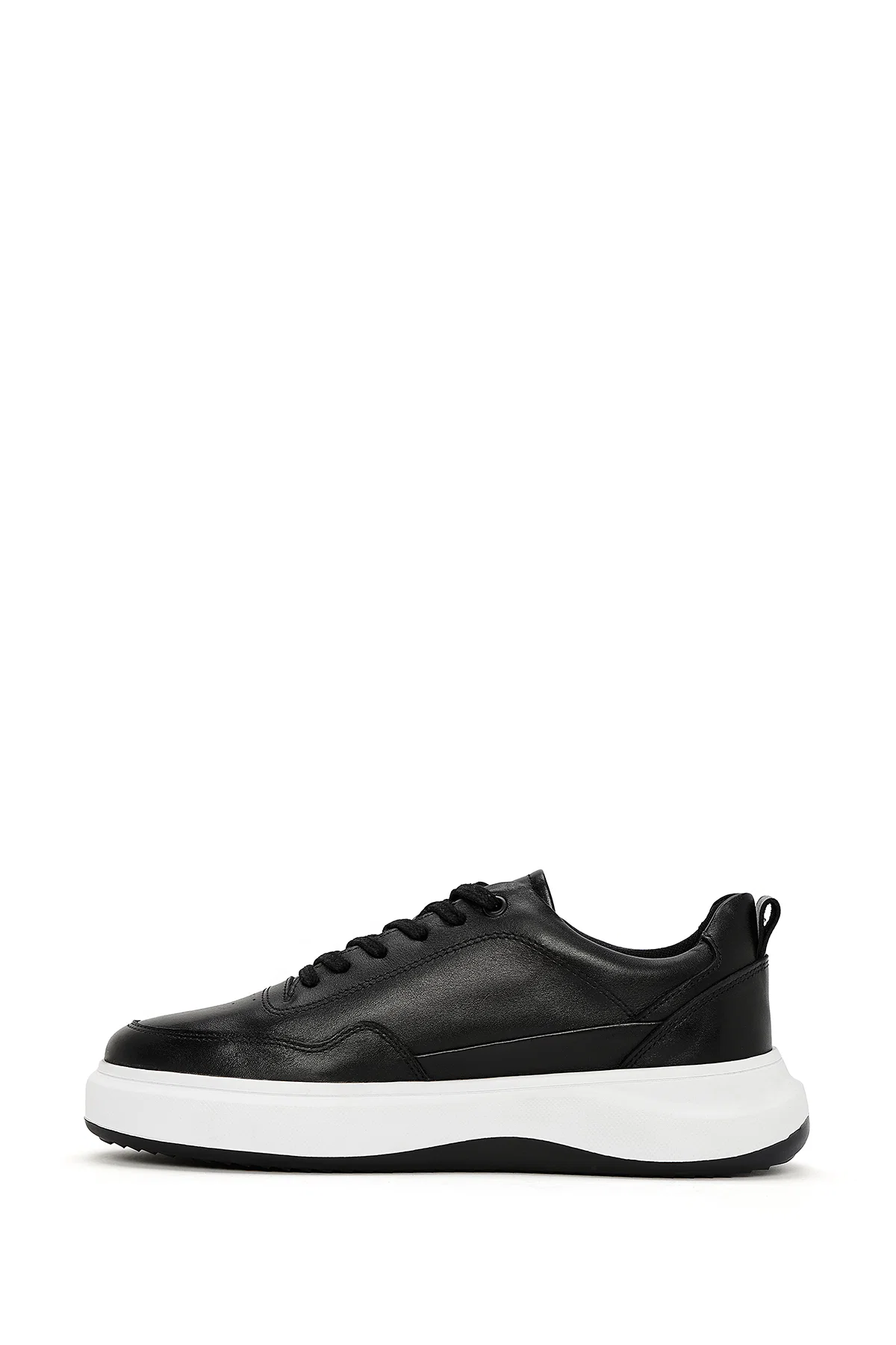 Erkek Siyah Bağcıklı Deri Sneaker - Image 2