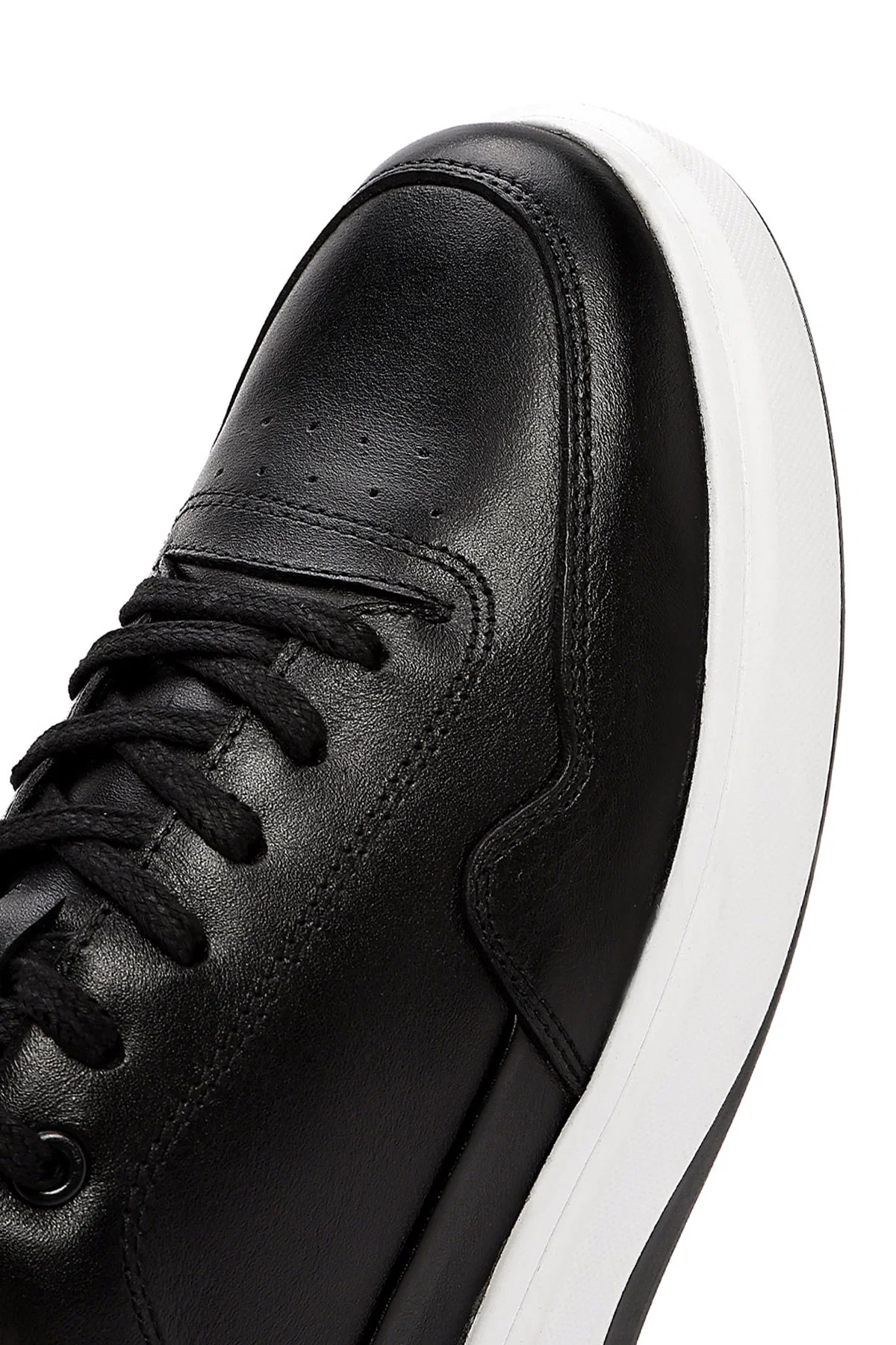 Erkek Siyah Bağcıklı Deri Sneaker - Image 8