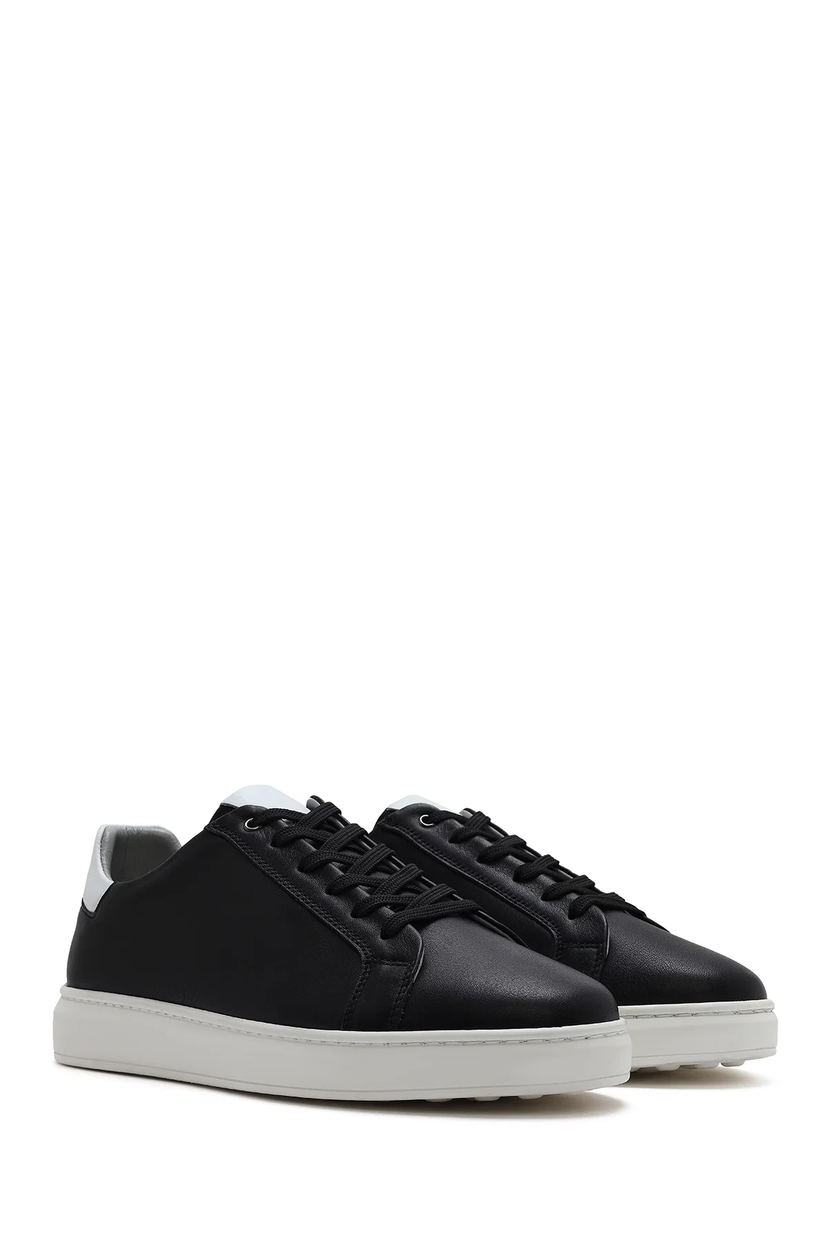 Erkek Siyah Bağcıklı Deri Sneaker - Image 3