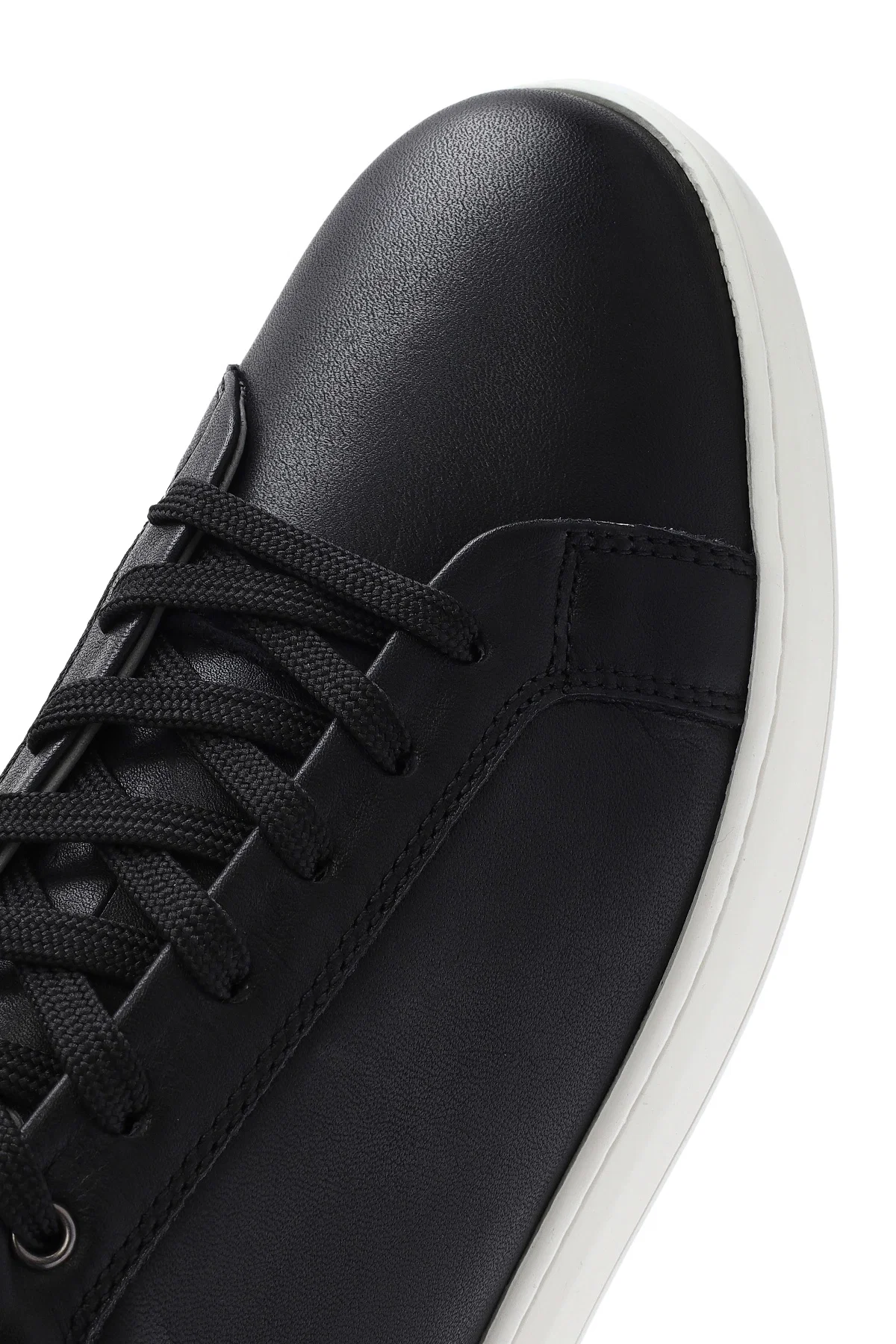 Erkek Siyah Bağcıklı Deri Sneaker - Image 9