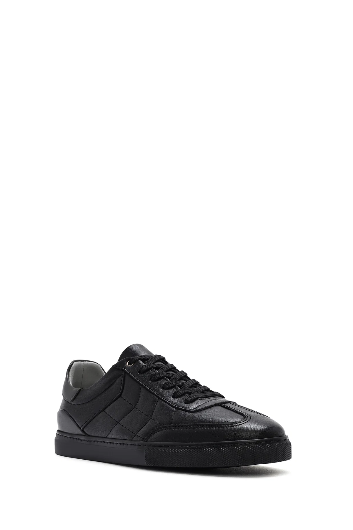 Erkek Siyah Bağcıklı Deri Sneaker - Image 6