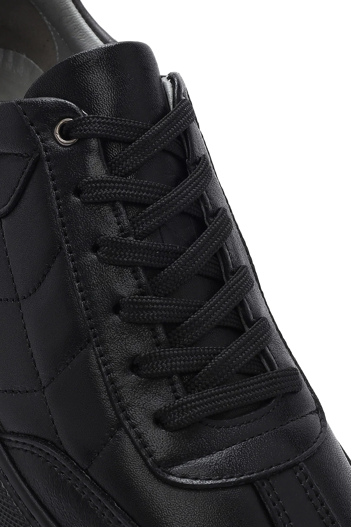 Erkek Siyah Bağcıklı Deri Sneaker - Image 8