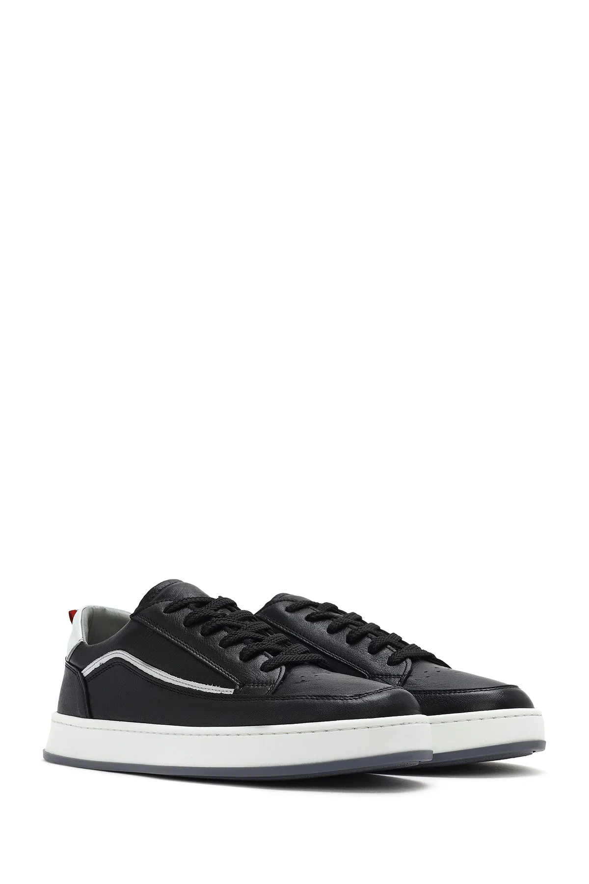 Erkek Siyah Bağcıklı Deri Sneaker - Image 3