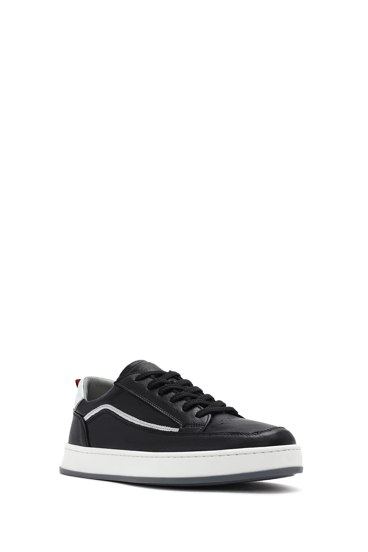 Erkek Siyah Bağcıklı Deri Sneaker - Image 6