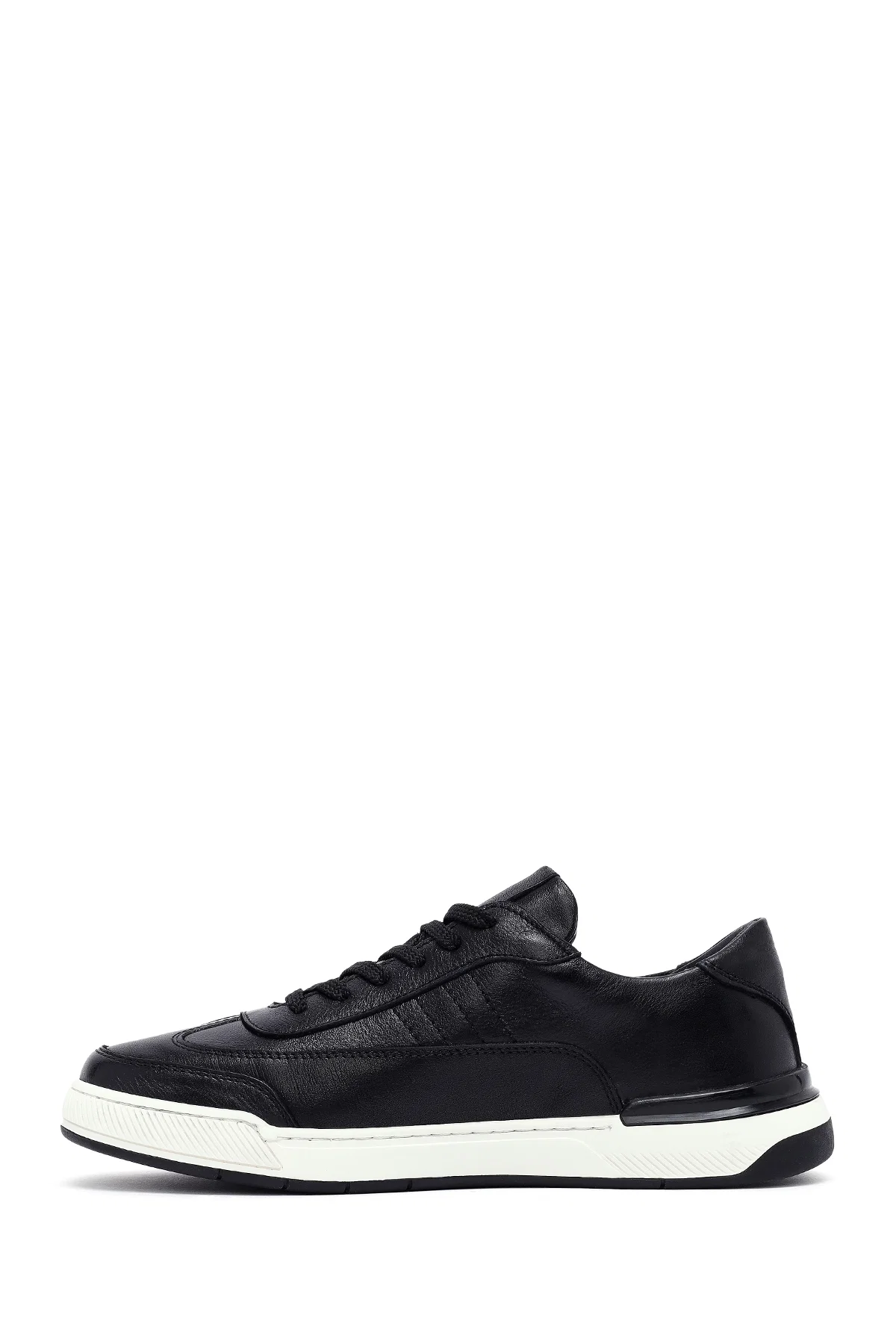 Erkek Siyah Bağcıklı Deri Sneaker - Image 2