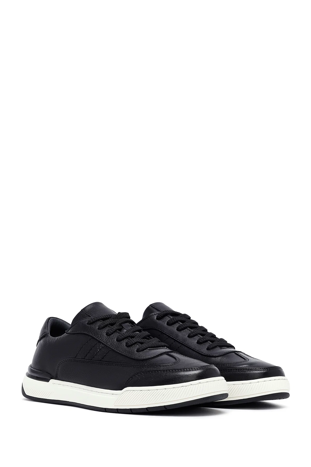 Erkek Siyah Bağcıklı Deri Sneaker - Image 3