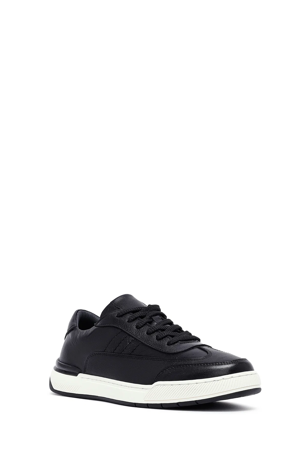 Erkek Siyah Bağcıklı Deri Sneaker - Image 6