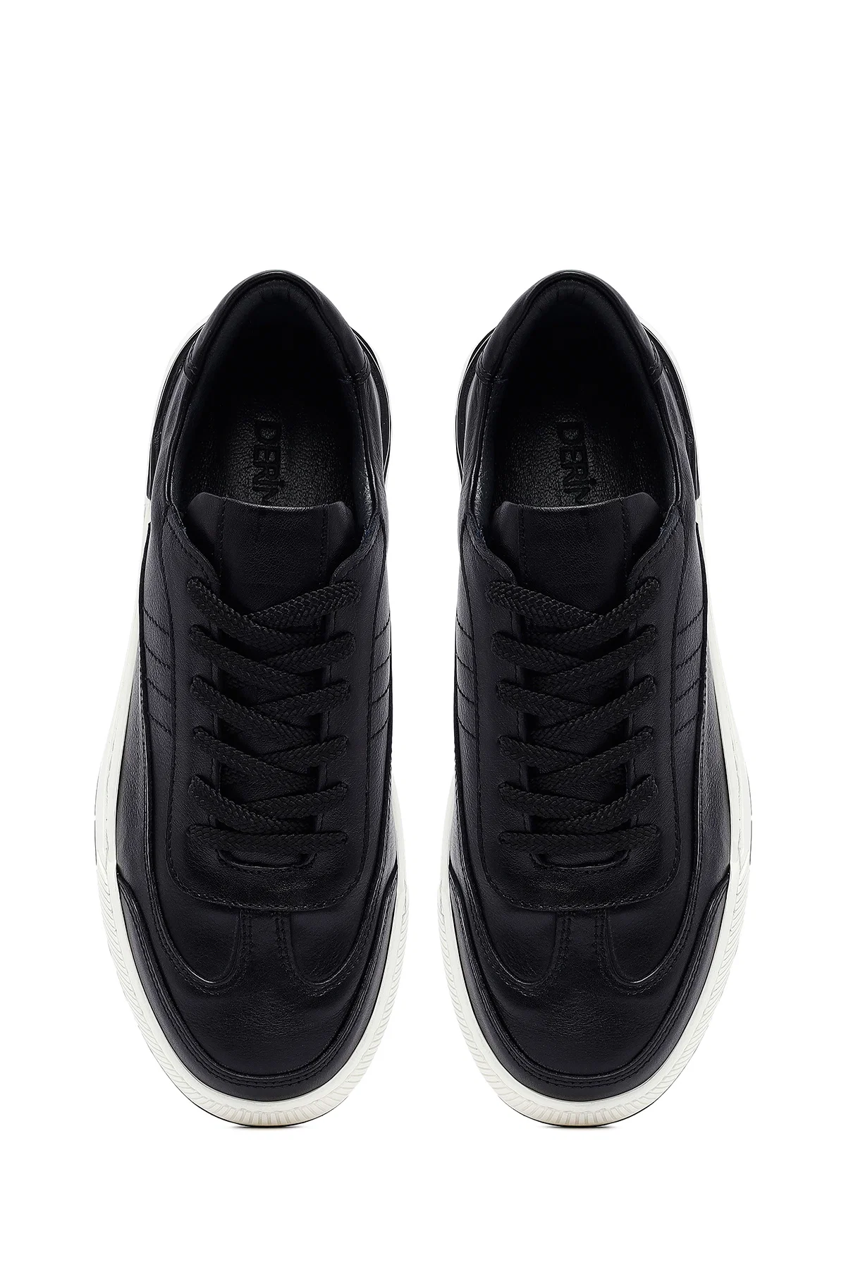 Erkek Siyah Bağcıklı Deri Sneaker - Image 7