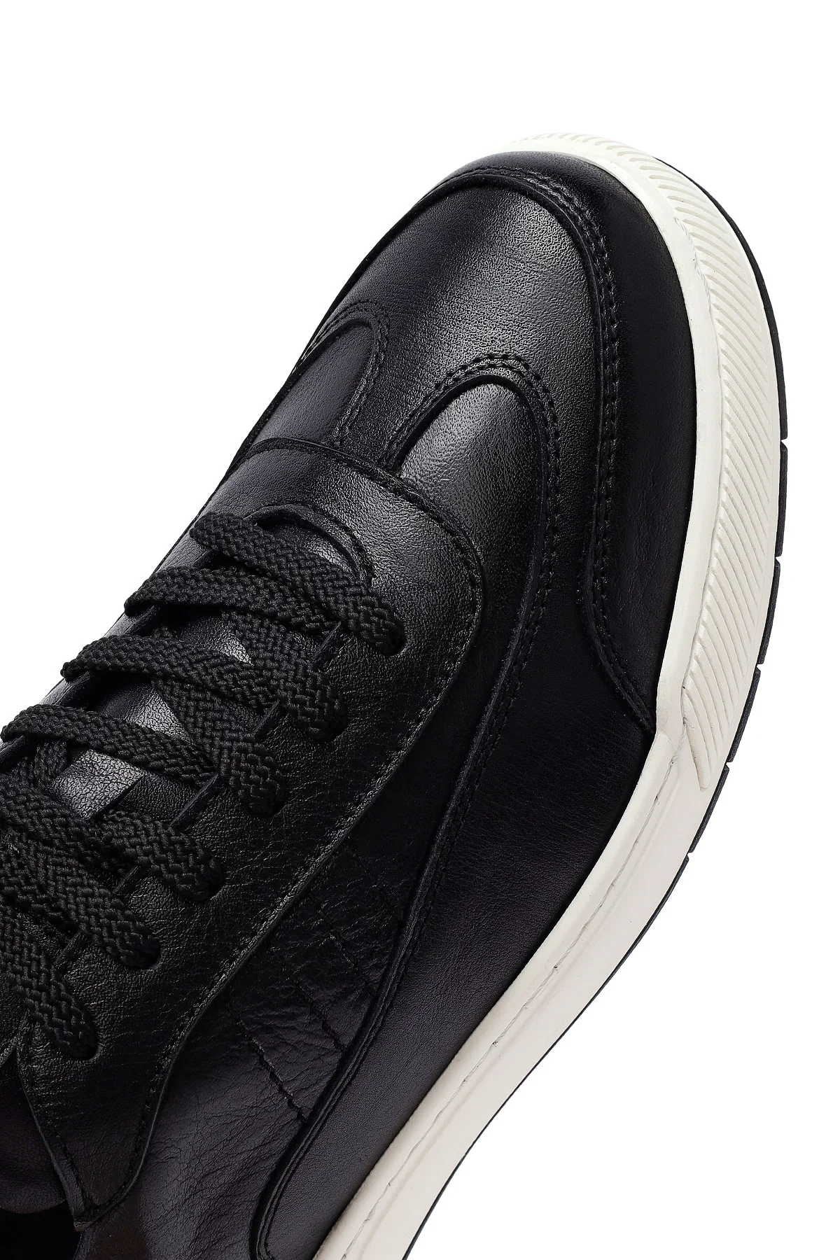 Erkek Siyah Bağcıklı Deri Sneaker - Image 9