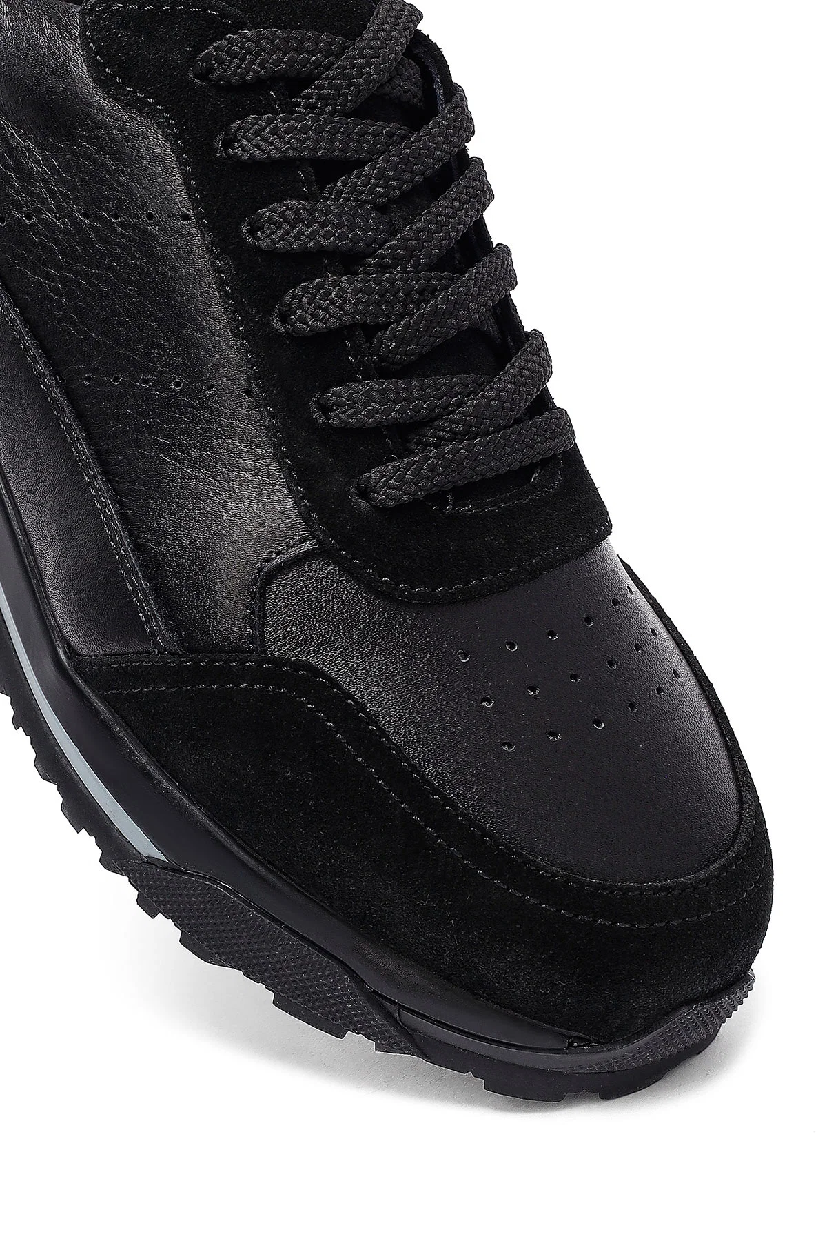 Erkek Siyah Bağcıklı Deri Sneaker - Image 10