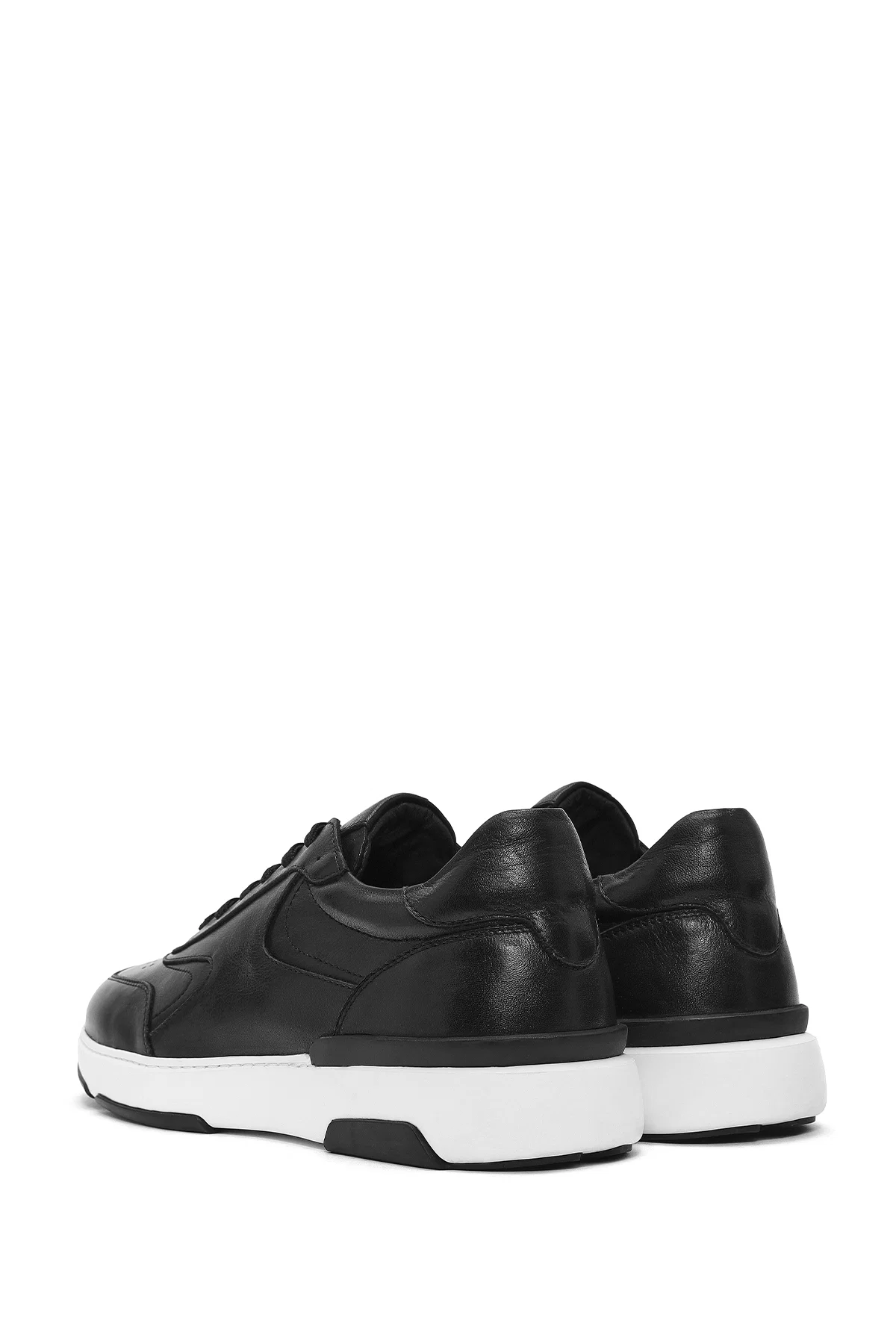 Erkek Siyah Bağcıklı Deri Sneaker - Image 5