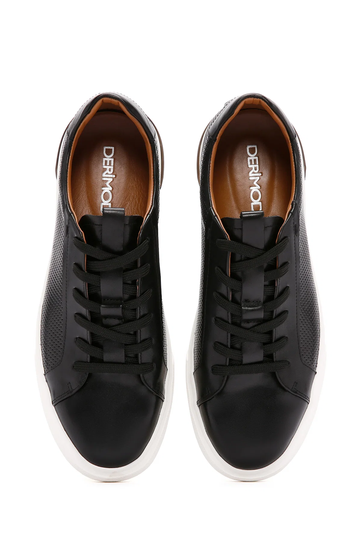 Erkek Siyah Bağcıklı Deri Sneaker - Image 7