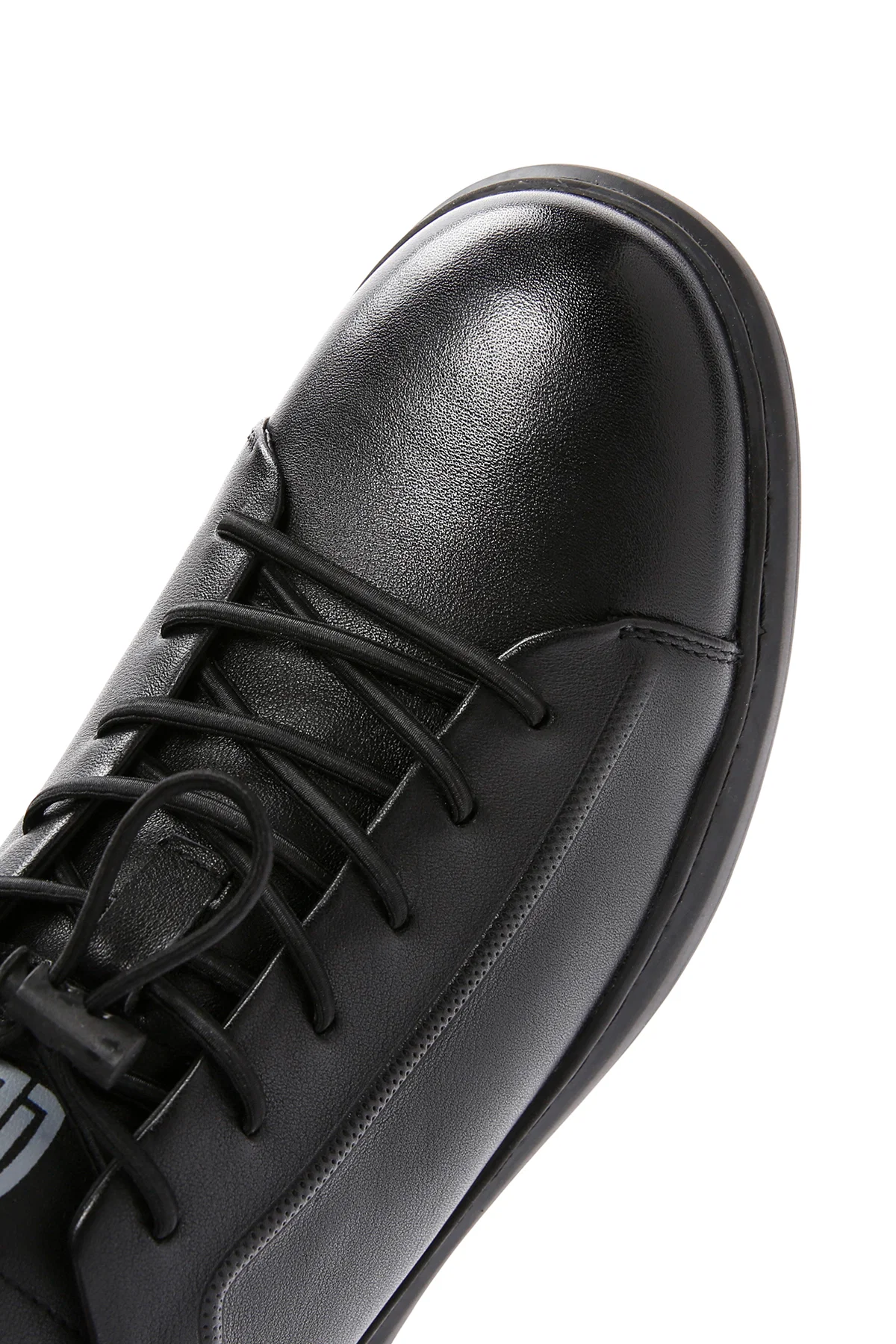Erkek Siyah Bağcıklı Deri Sneaker - Image 10