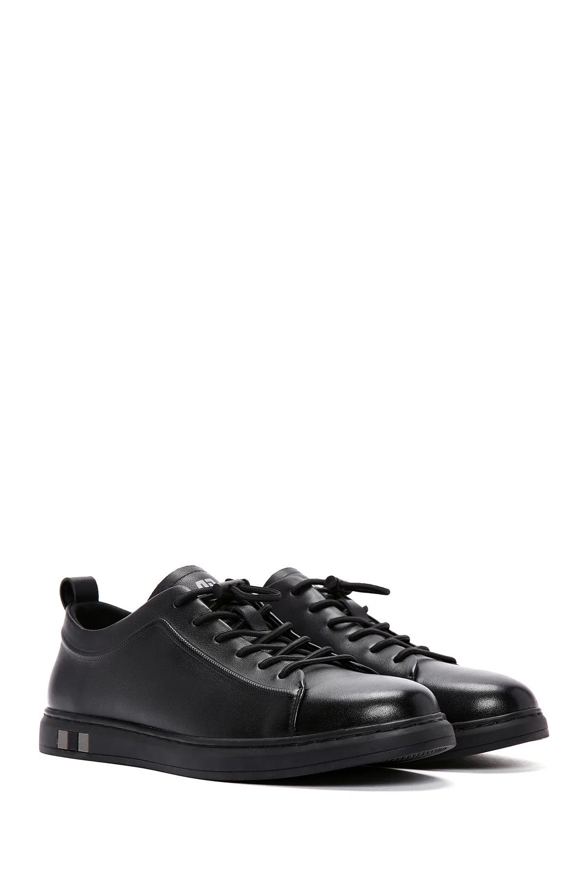 Erkek Siyah Bağcıklı Deri Sneaker - Image 3