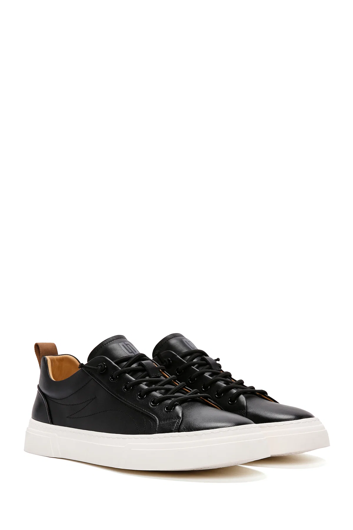 Erkek Siyah Bağcıklı Deri Sneaker - Image 3