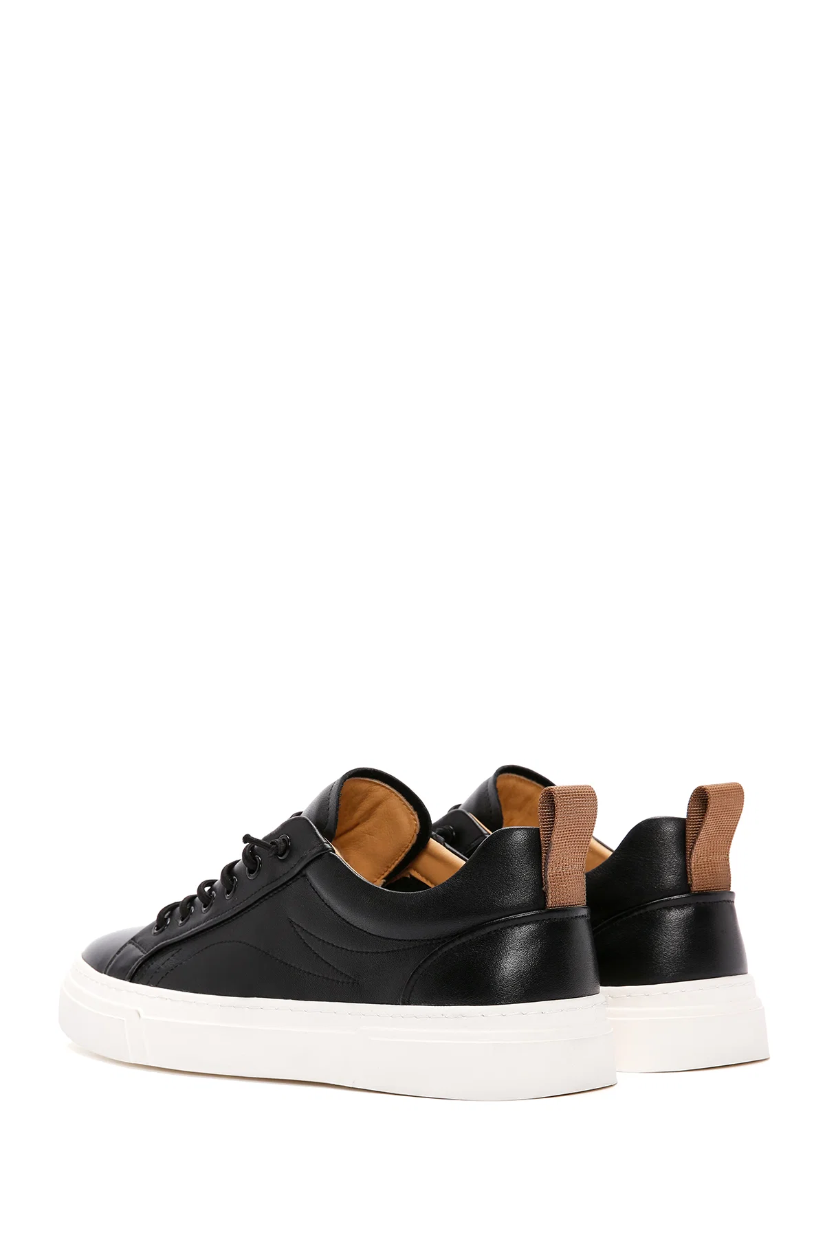 Erkek Siyah Bağcıklı Deri Sneaker - Image 5