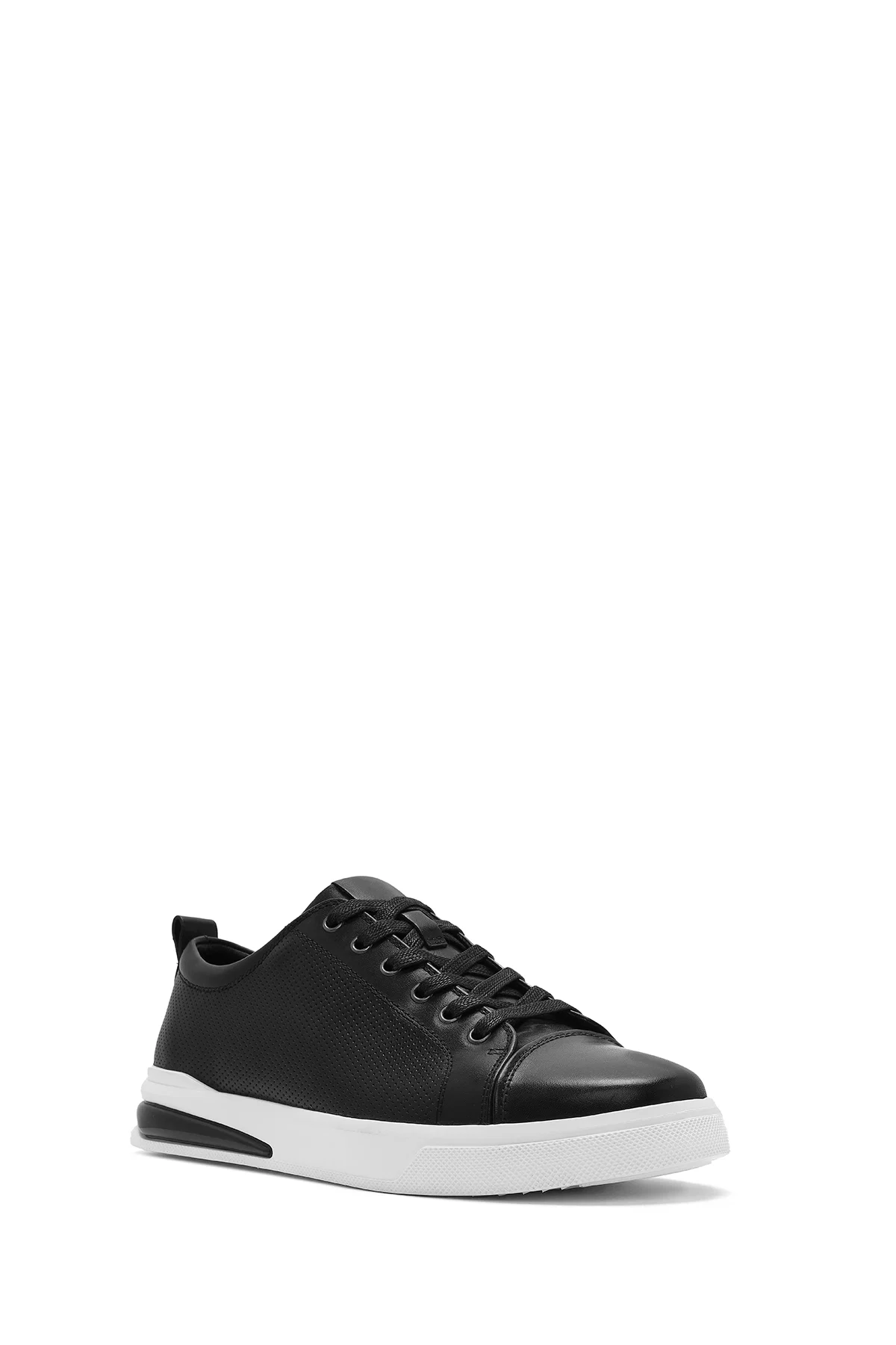 Erkek Siyah Bağcıklı Deri Sneaker - Image 6