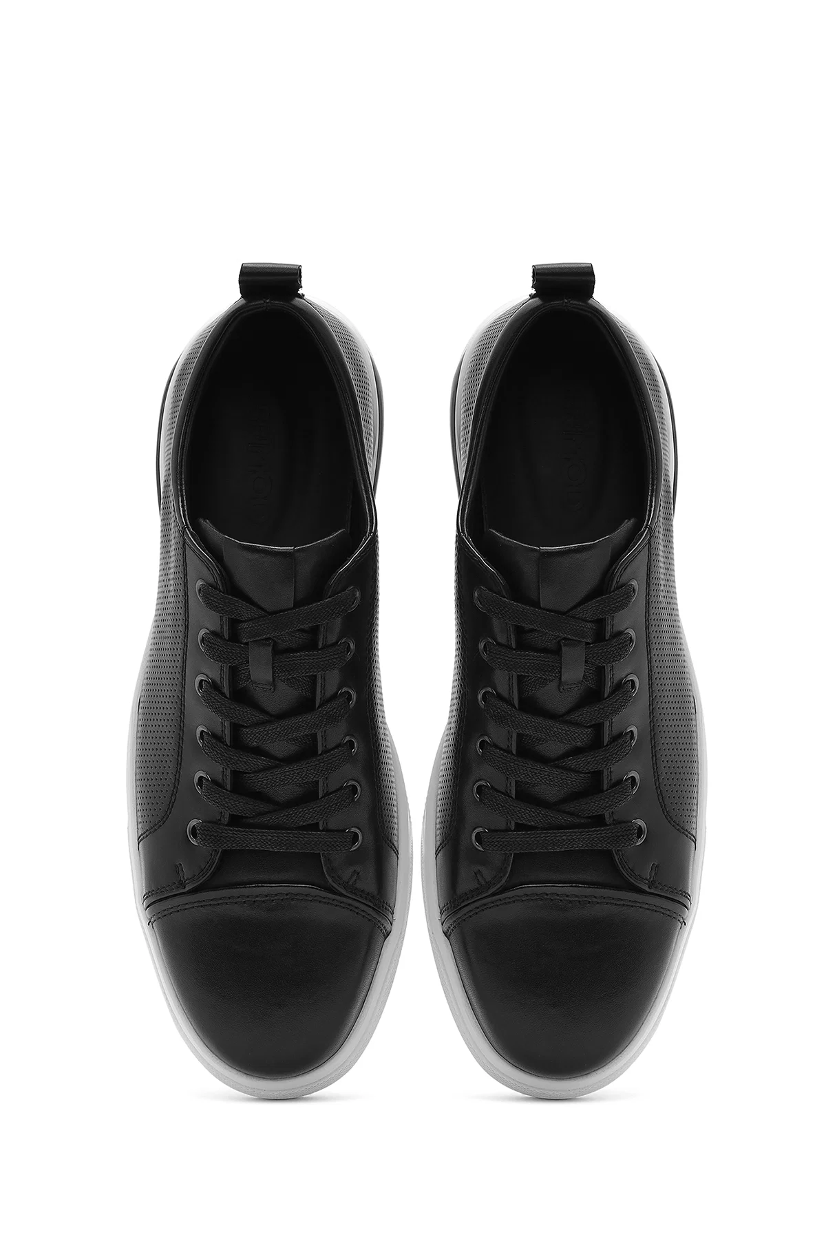 Erkek Siyah Bağcıklı Deri Sneaker - Image 7