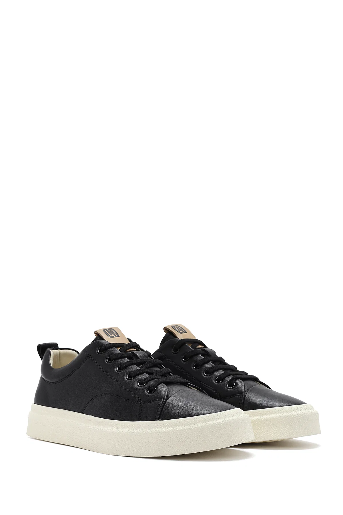 Erkek Siyah Bağcıklı Deri Sneaker - Image 3