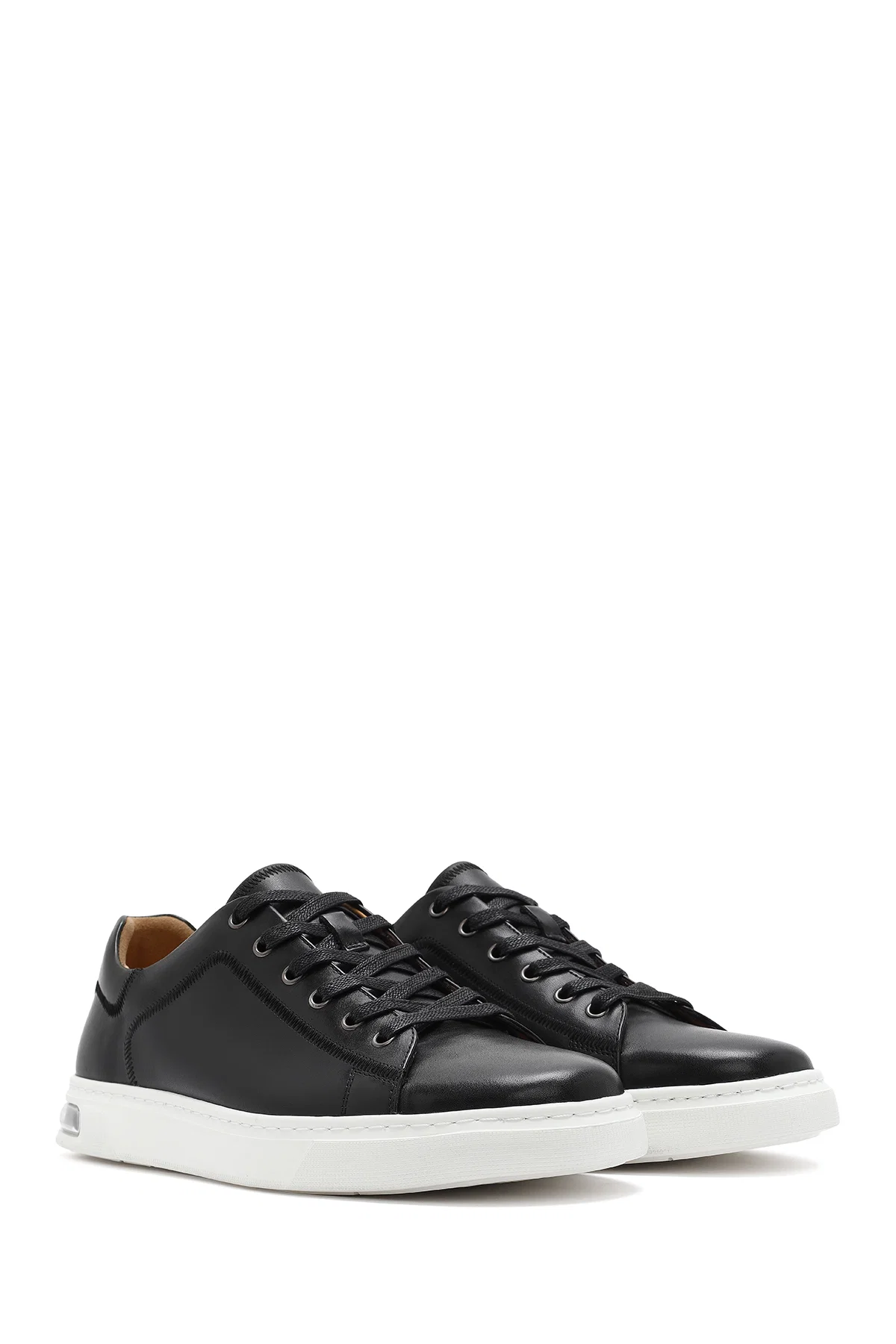 Erkek Siyah Bağcıklı Deri Sneaker - Image 3
