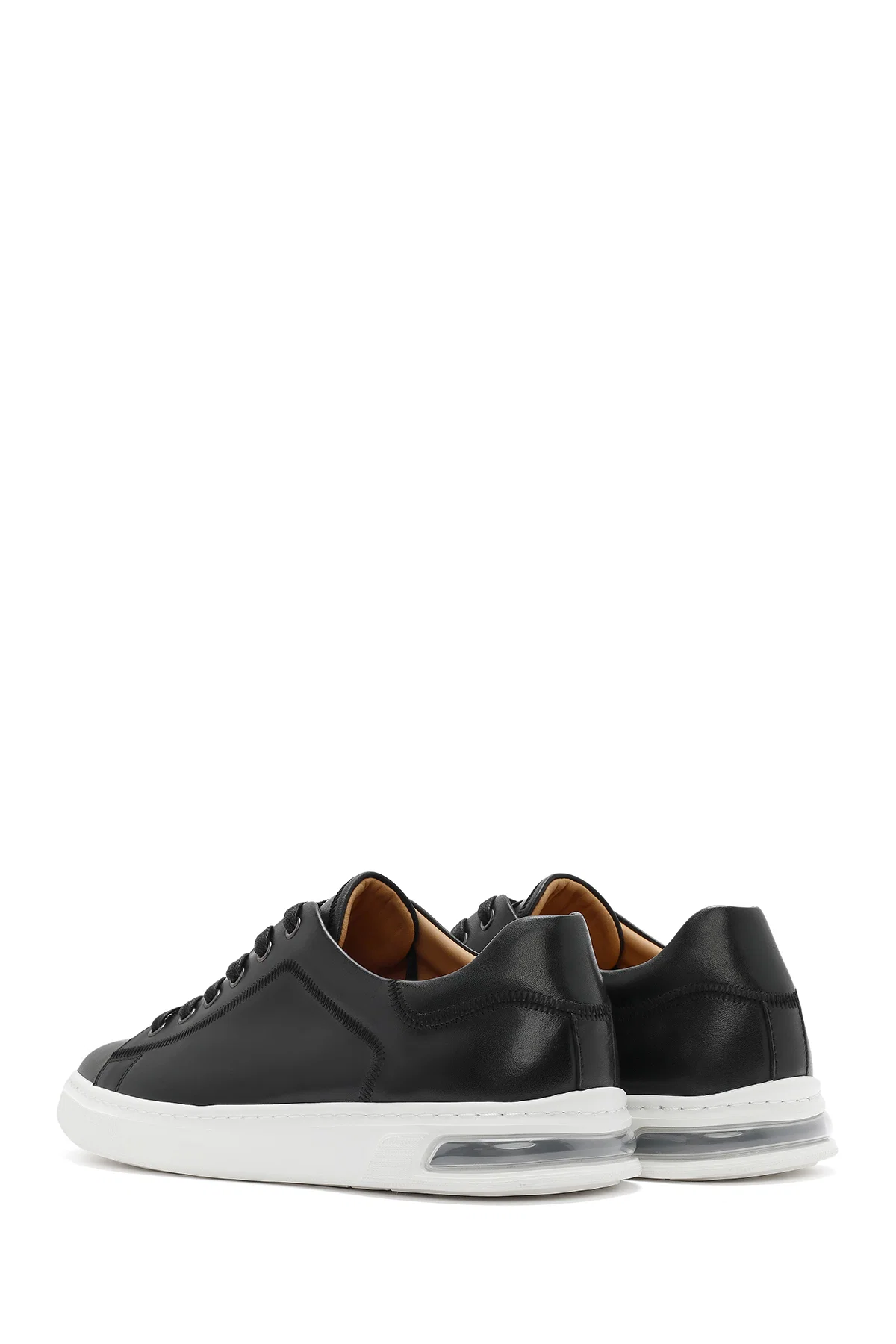 Erkek Siyah Bağcıklı Deri Sneaker - Image 5