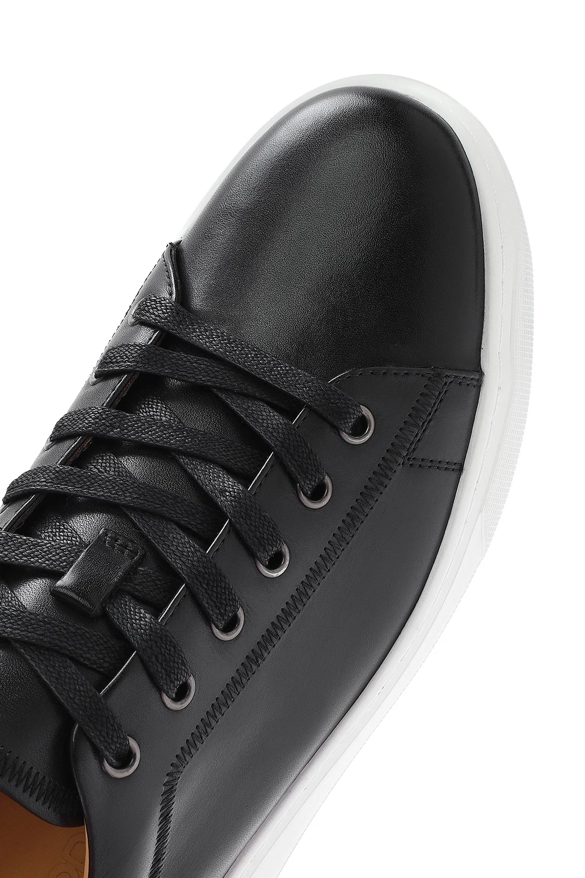 Erkek Siyah Bağcıklı Deri Sneaker - Image 9