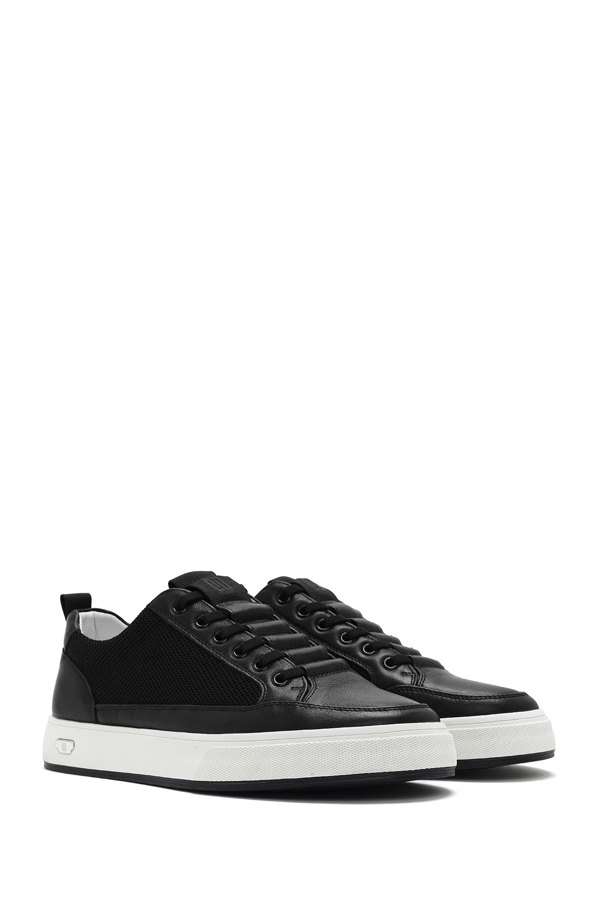 Erkek Siyah Bağcıklı Deri Sneaker - Image 3