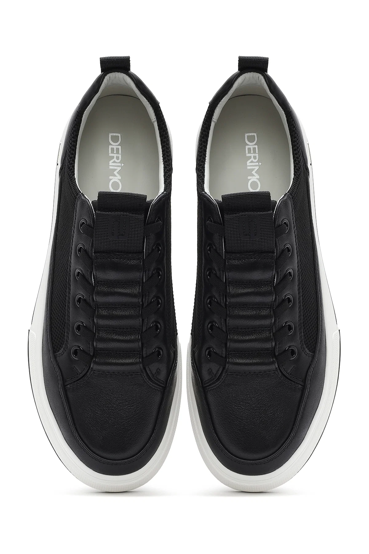 Erkek Siyah Bağcıklı Deri Sneaker - Image 7